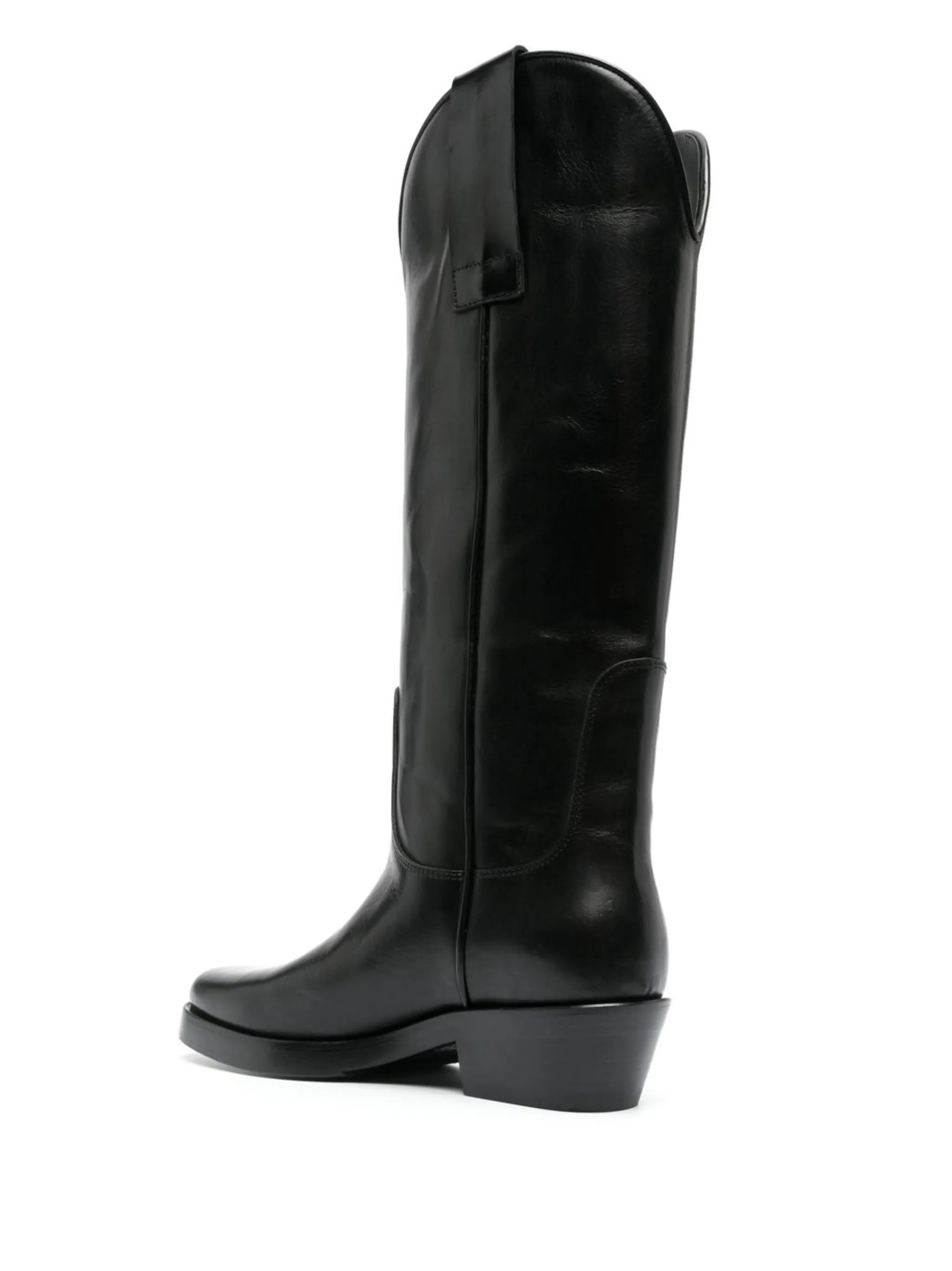 knee-length leather boots