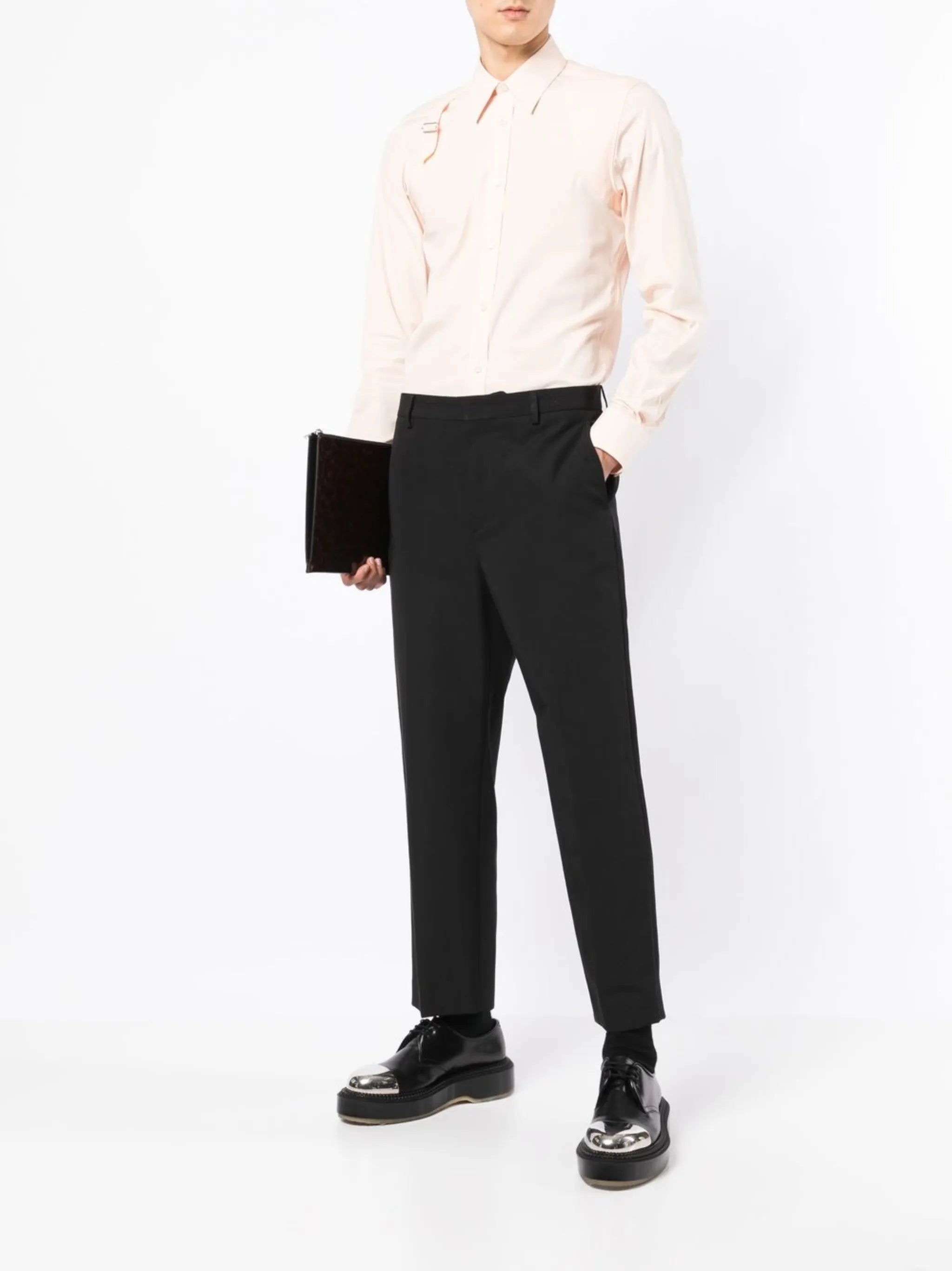 strap-detail long-sleeved shirt