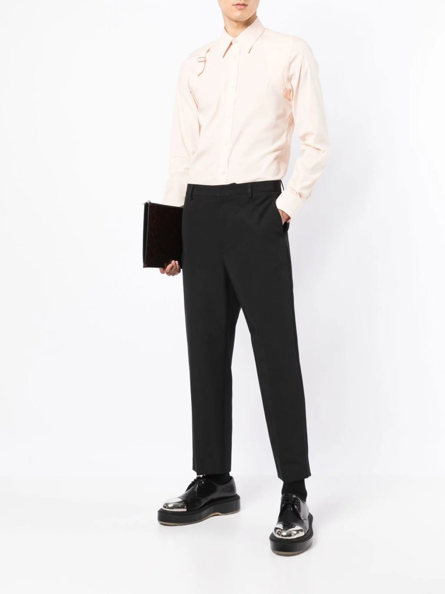 strap-detail long-sleeved shirt