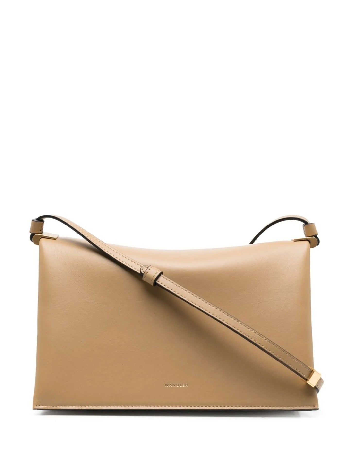 engraved-logo leather shoulder bag