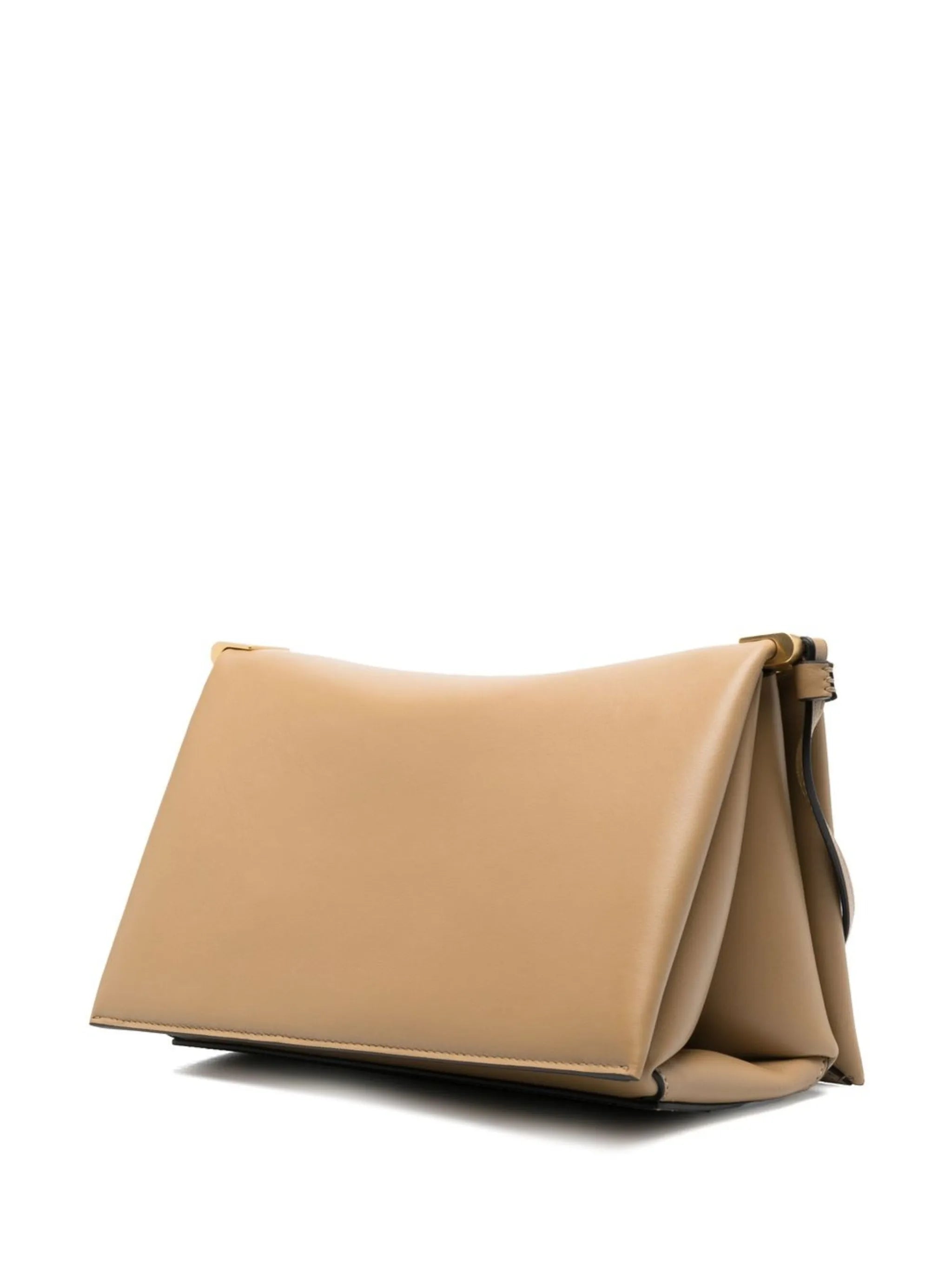 engraved-logo leather shoulder bag