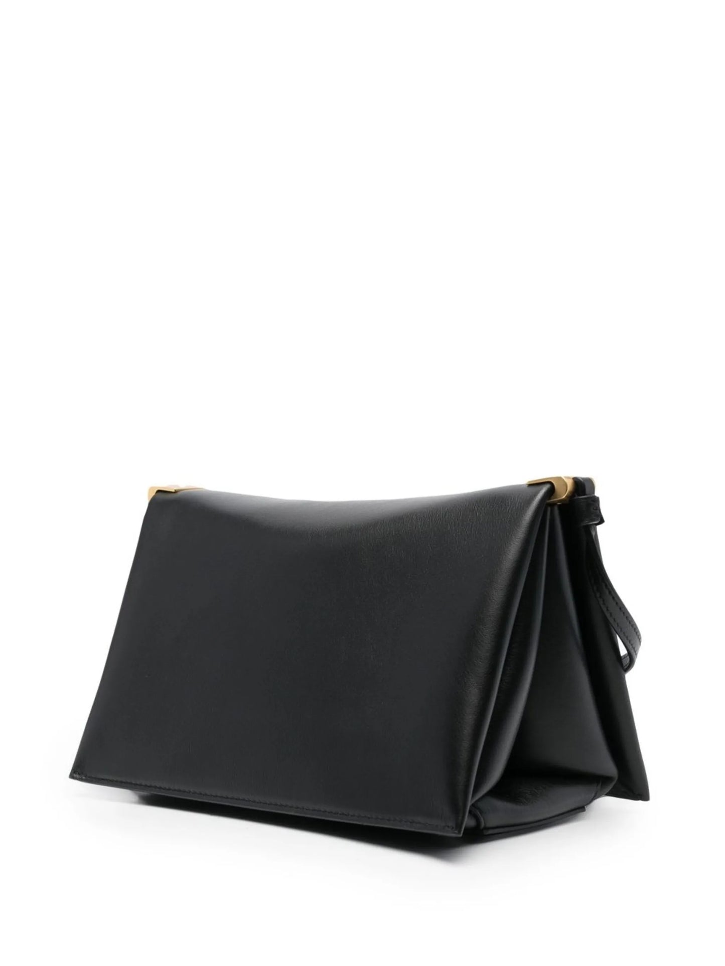 engraved-logo leather shoulder bag