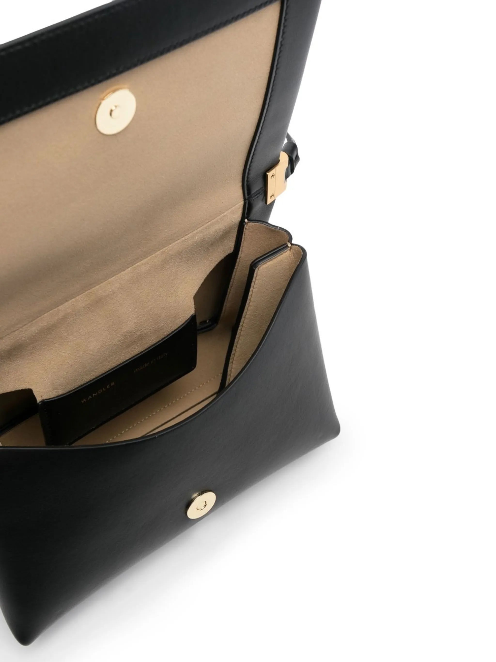 engraved-logo leather shoulder bag