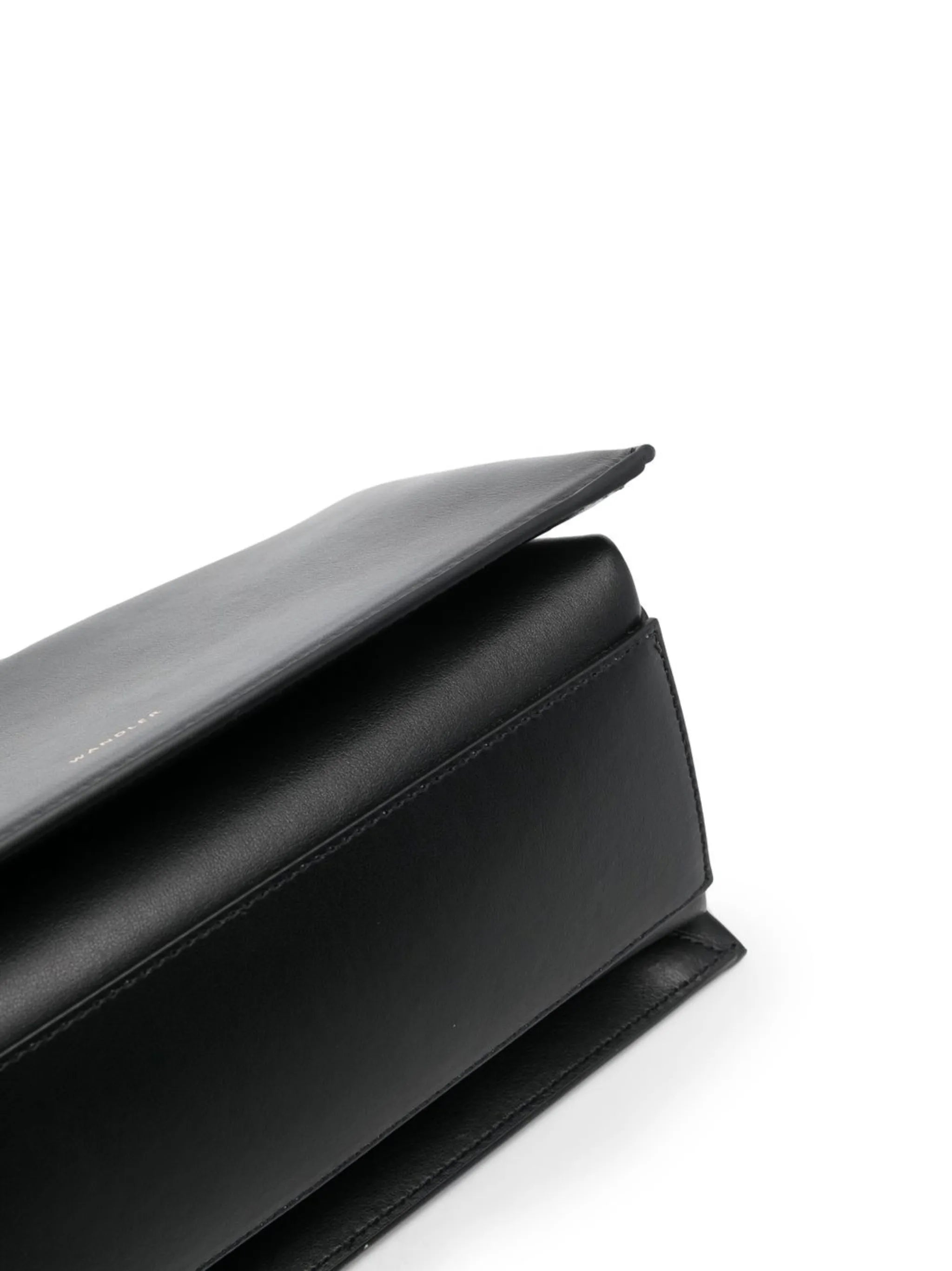 engraved-logo leather shoulder bag