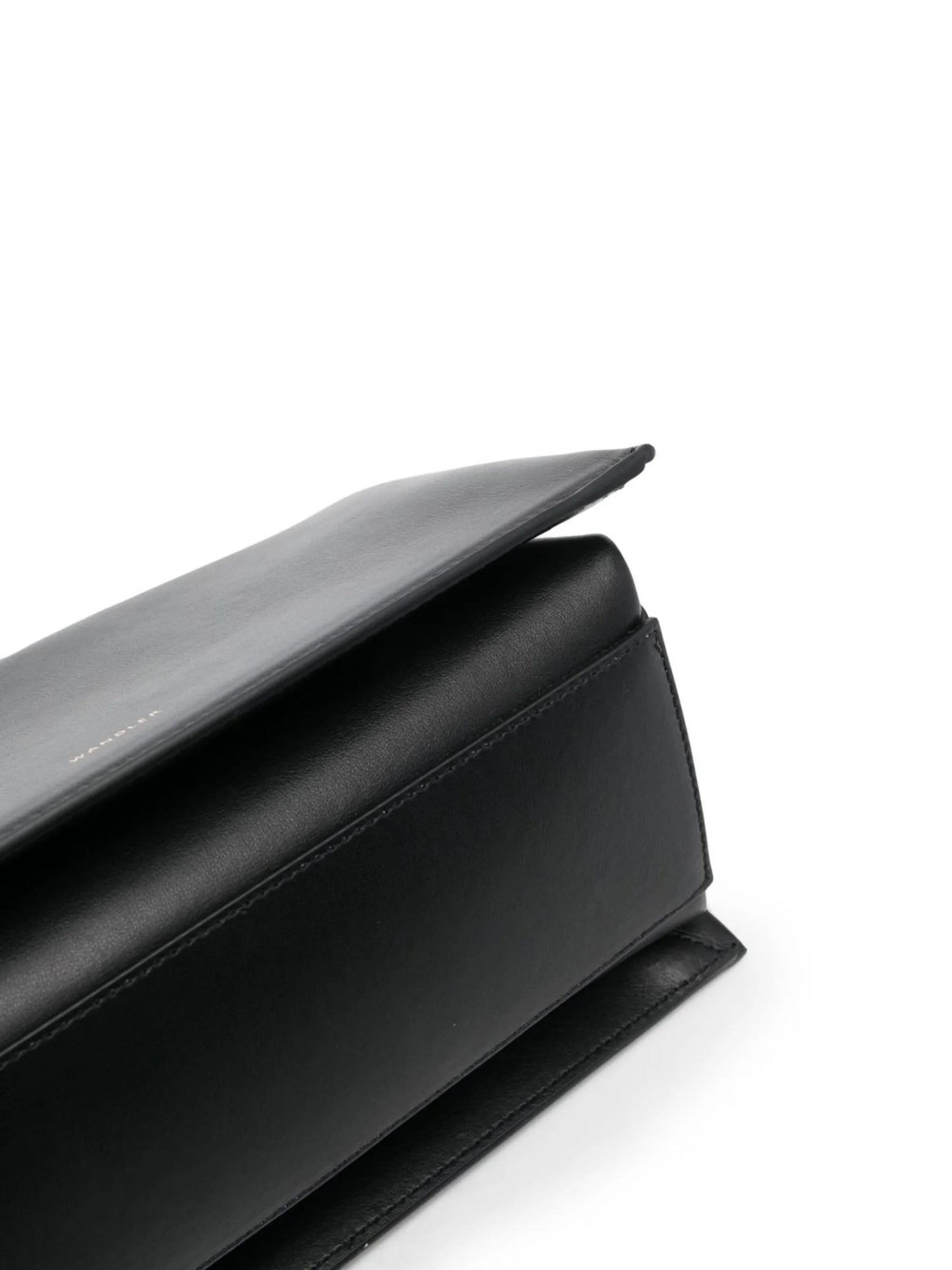 engraved-logo leather shoulder bag