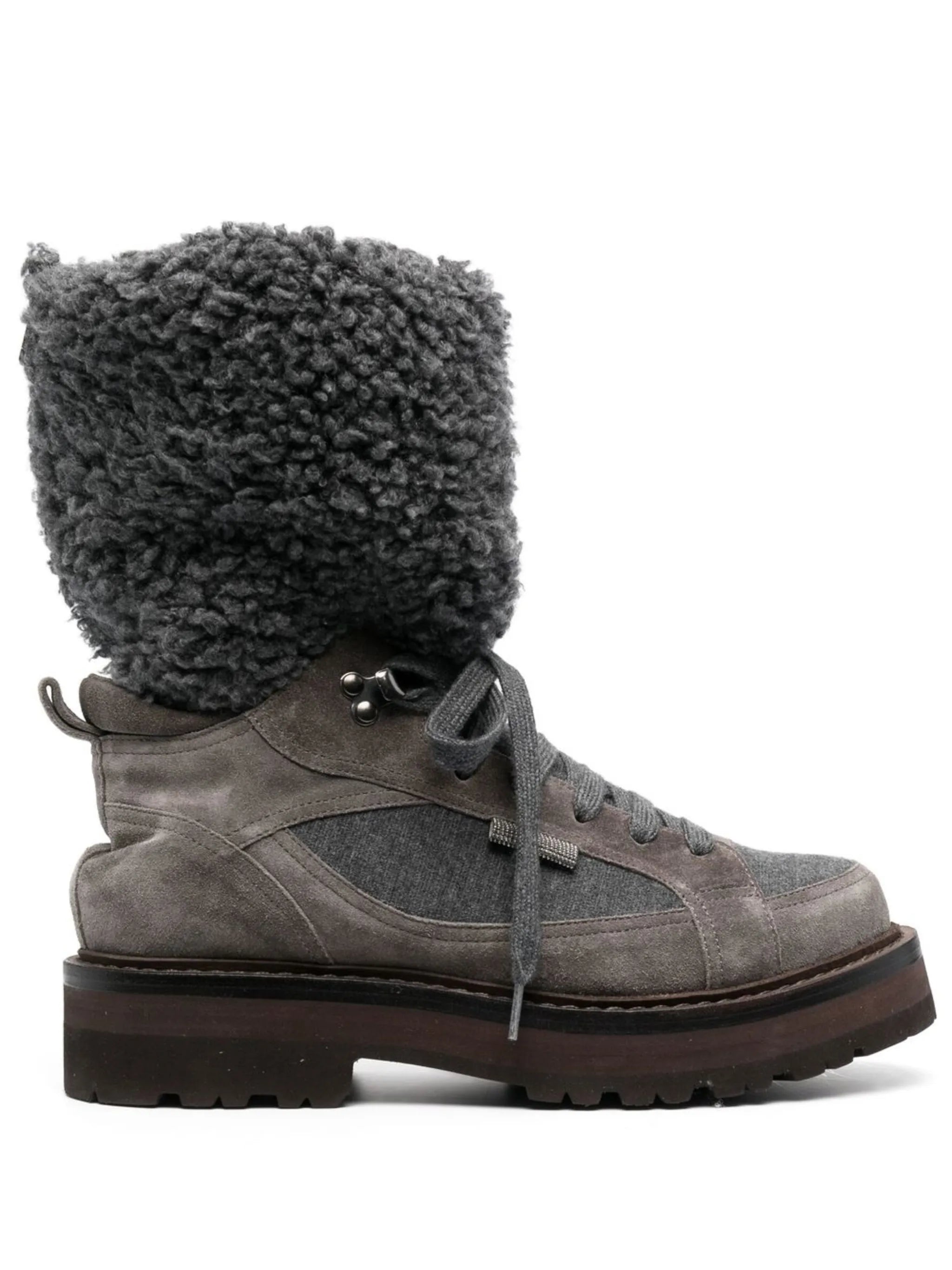 faux-fur detail hiking boots