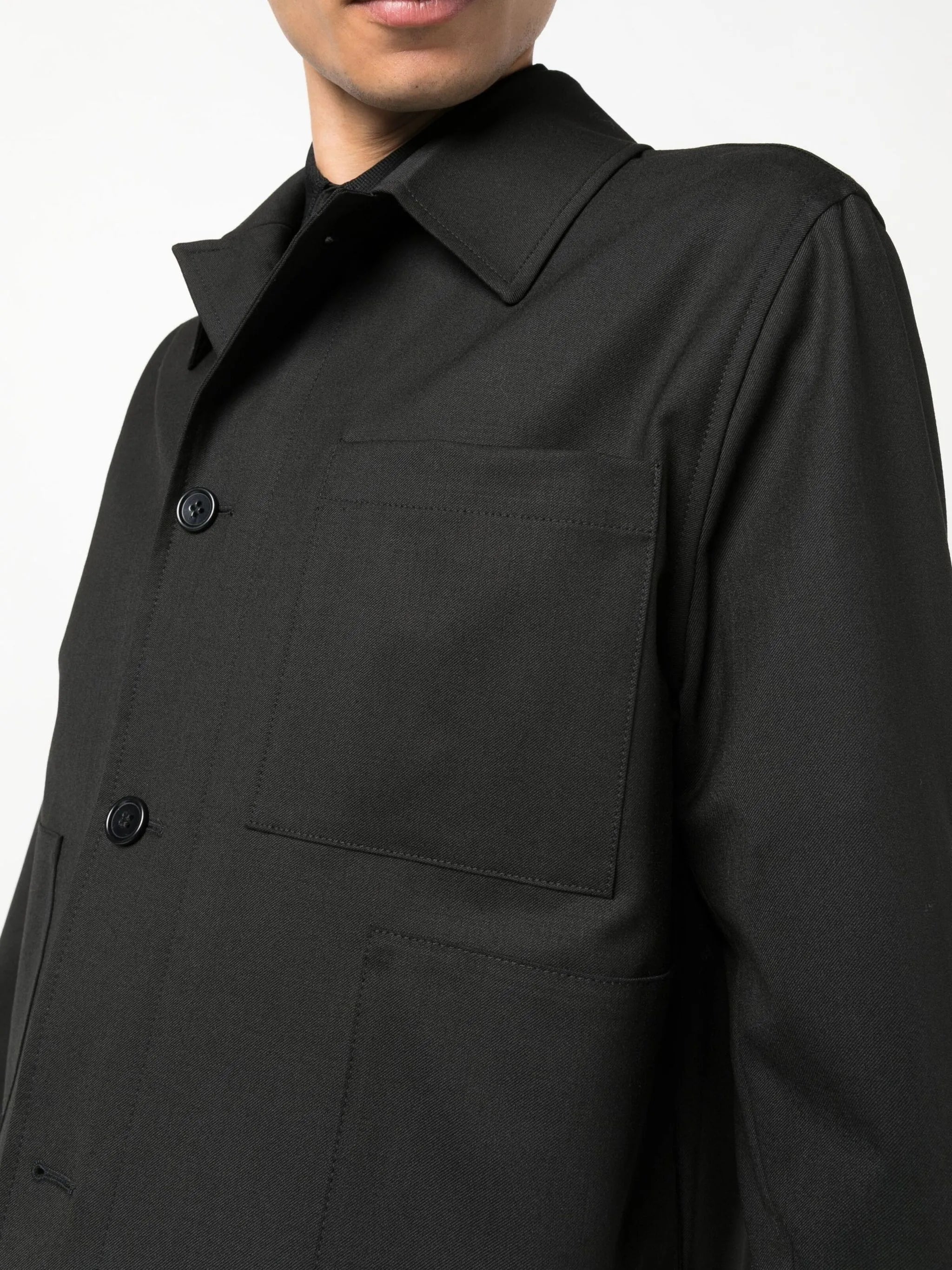 Uniform straight-point collar overshirt