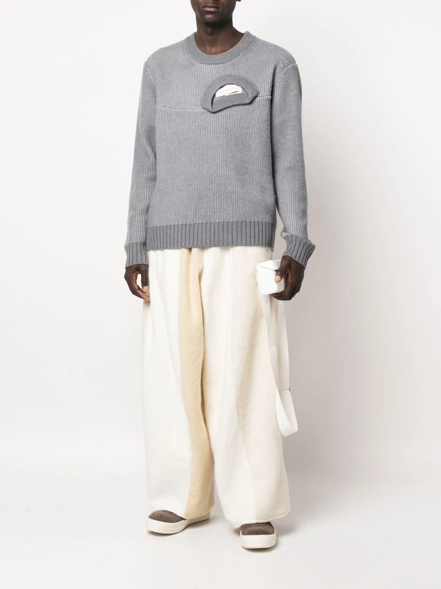 deconstructed ribbed jumper