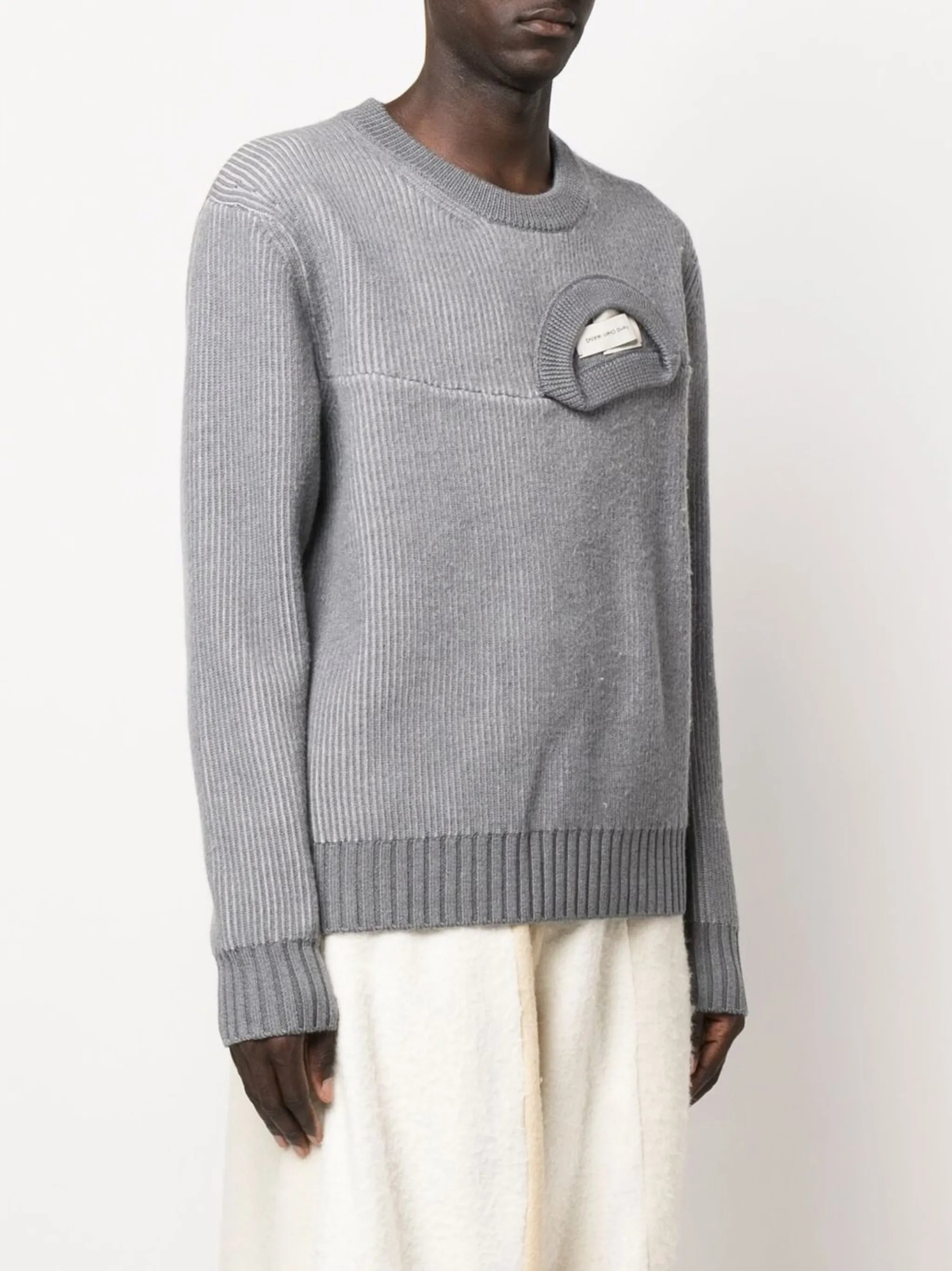 deconstructed ribbed jumper