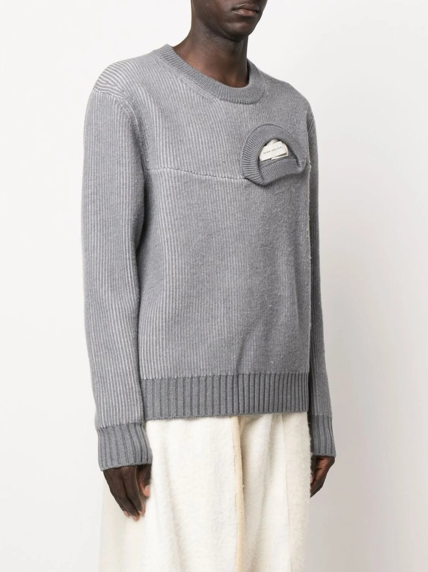 deconstructed ribbed jumper