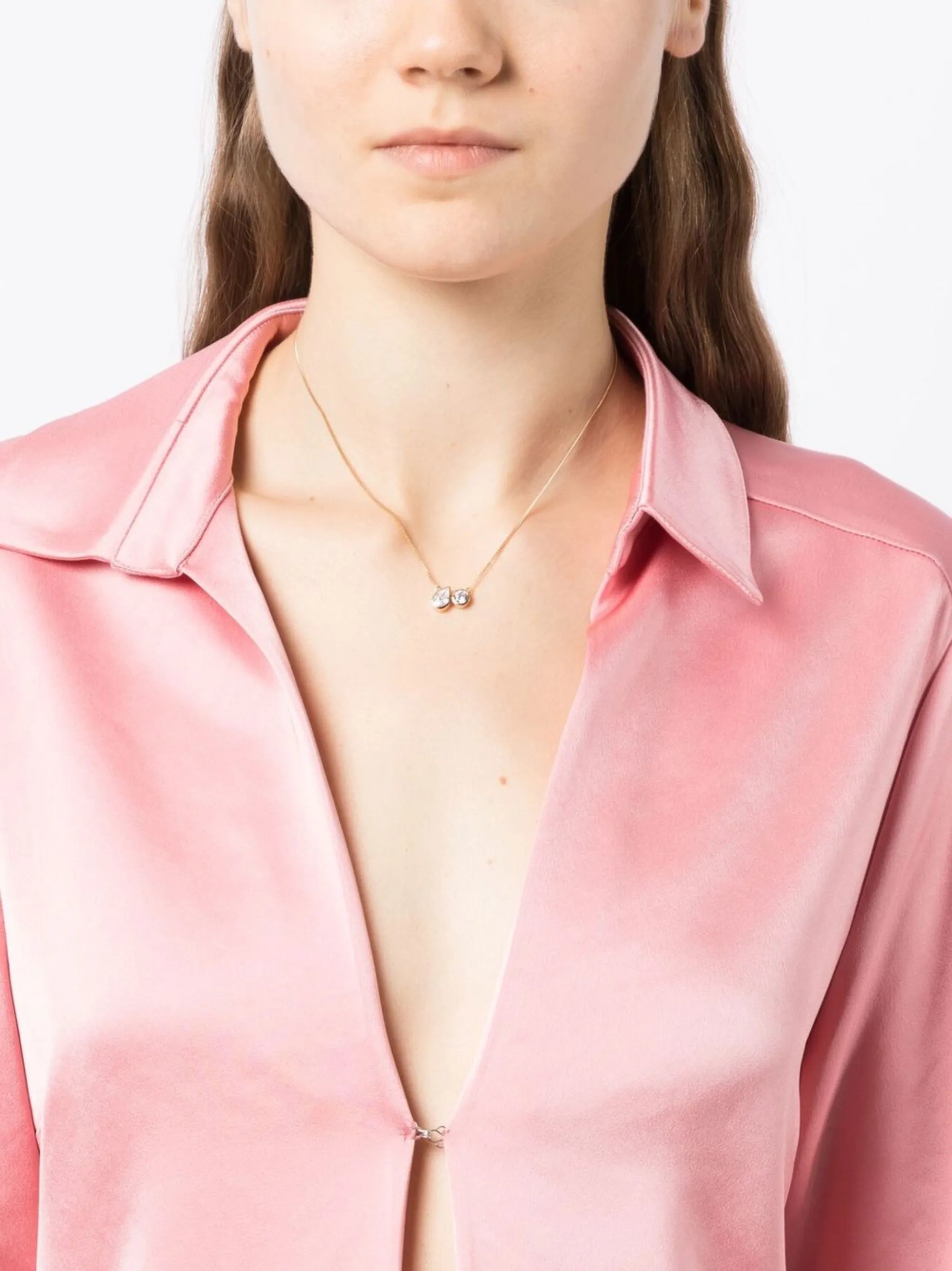 crystal pendant chain link necklace