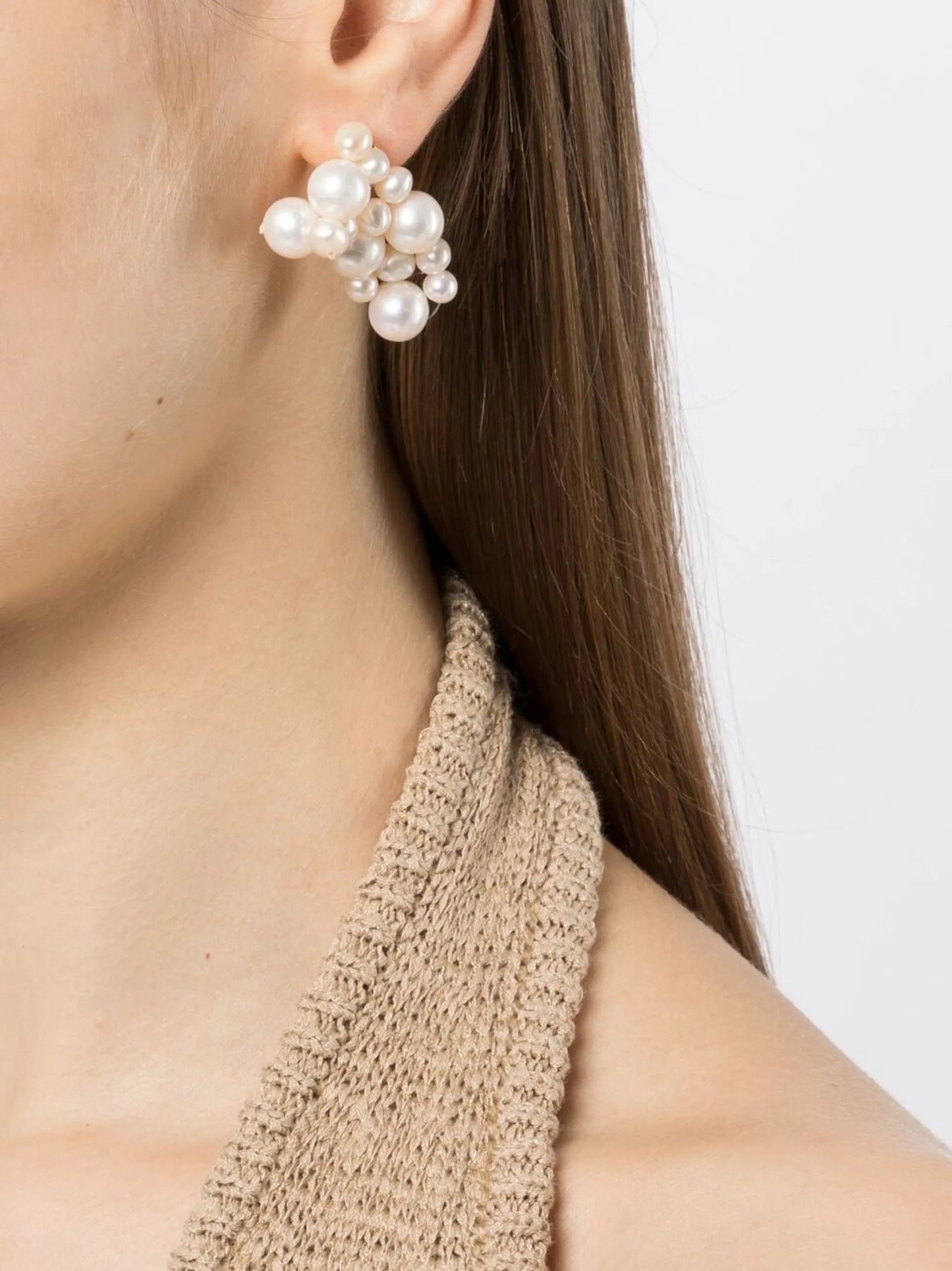 pearl cluster-stud earrings