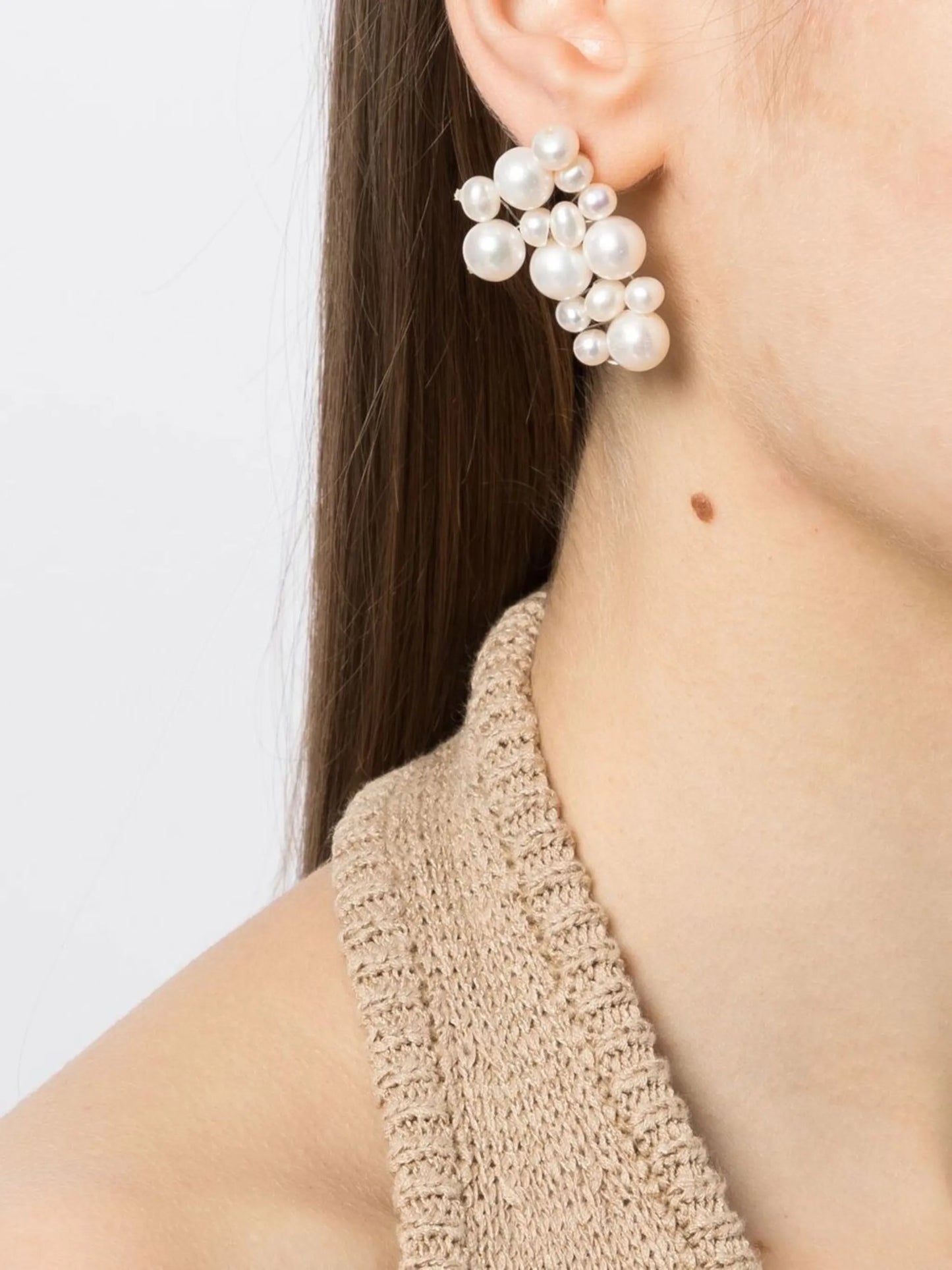 pearl cluster-stud earrings