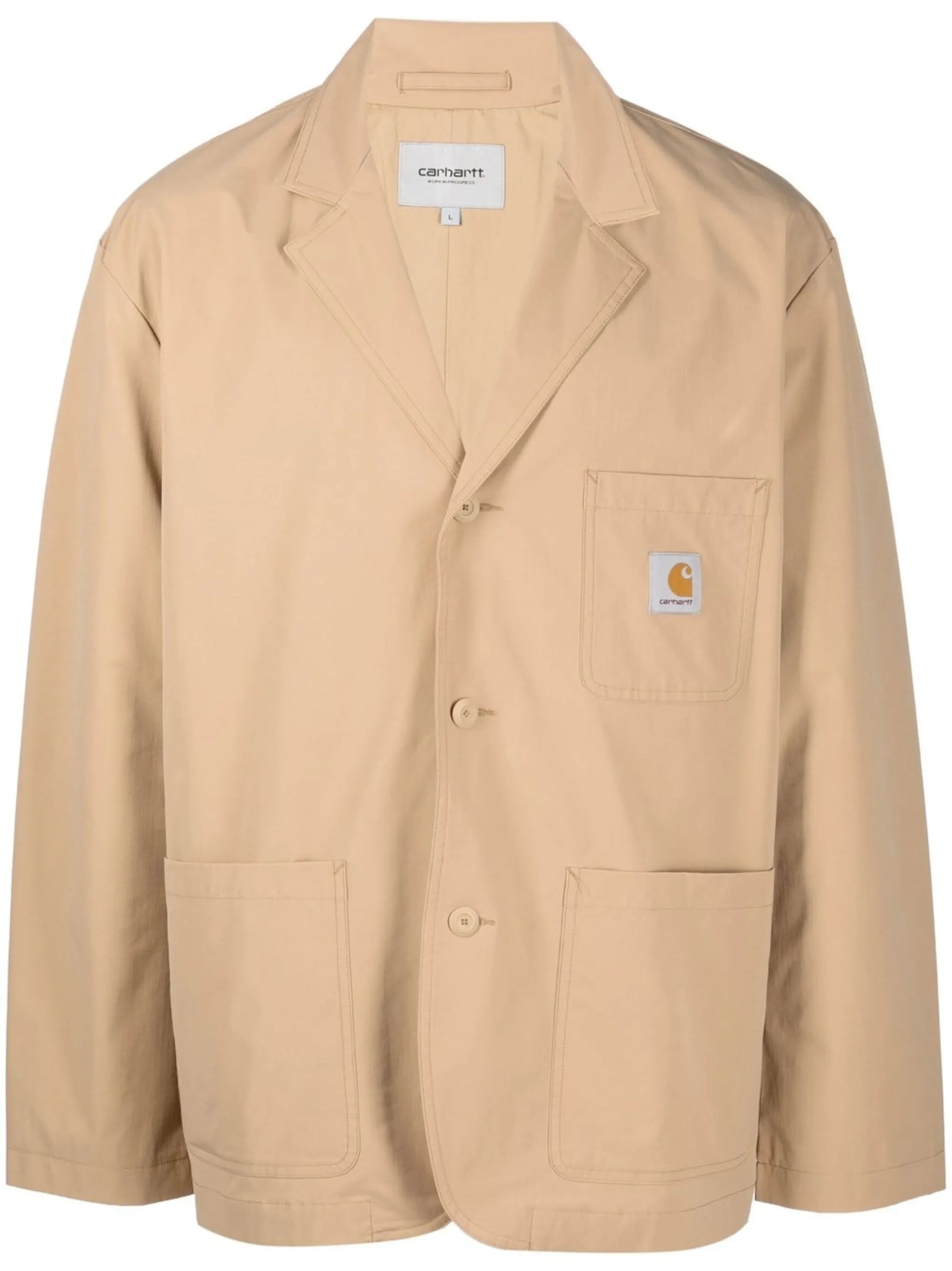 logo-patch buttoned-up blazer
