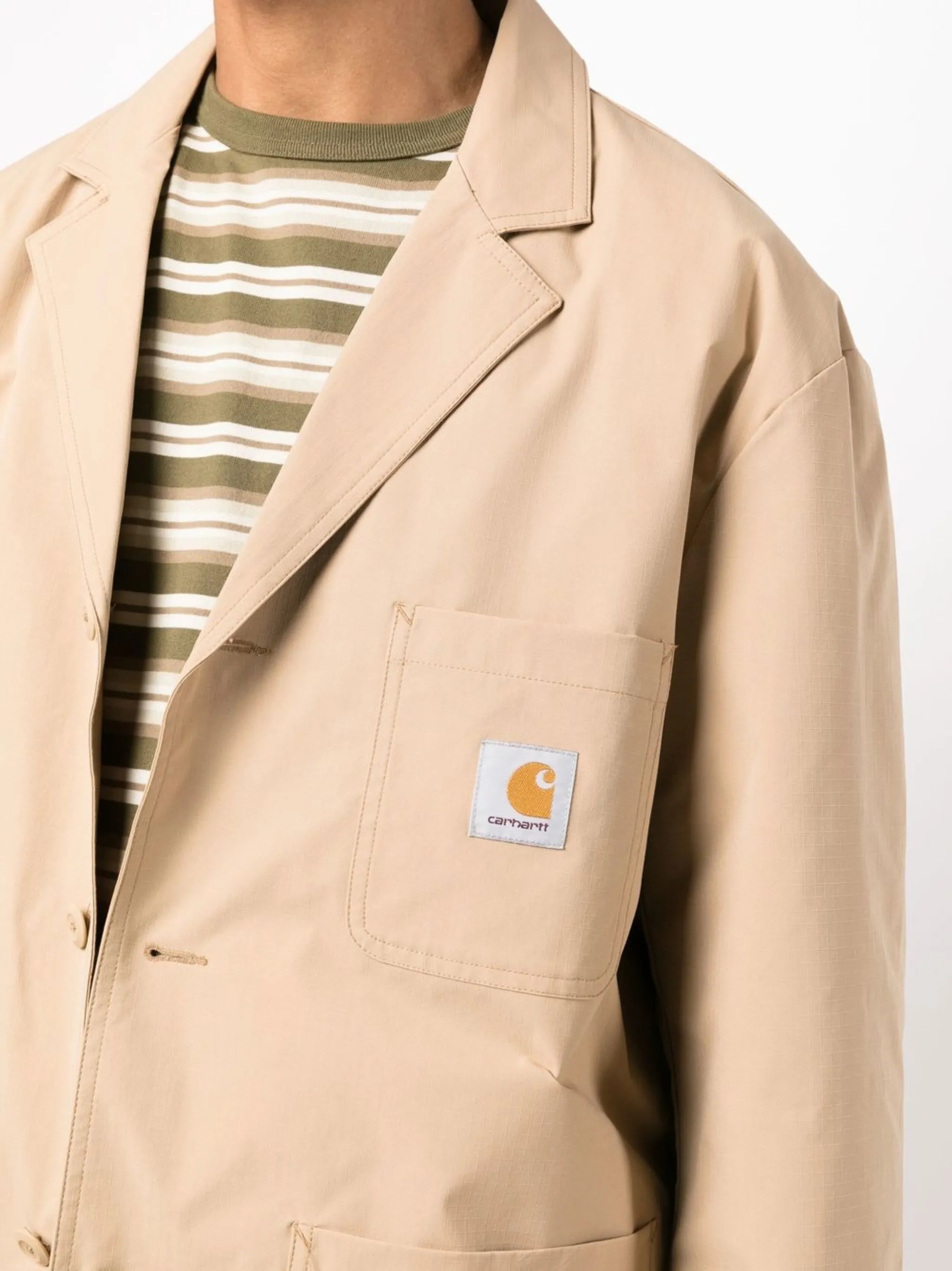logo-patch buttoned-up blazer