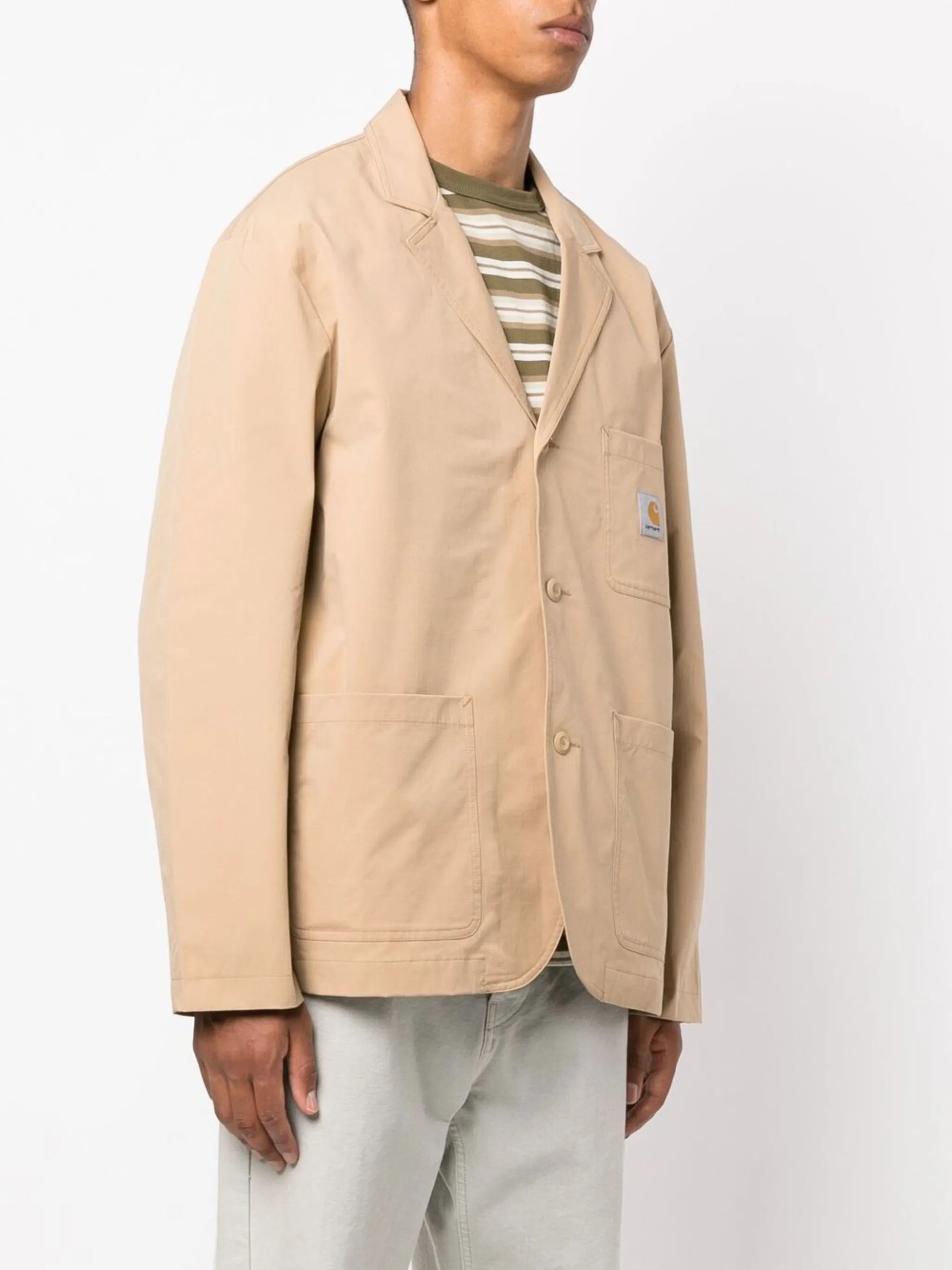 logo-patch buttoned-up blazer