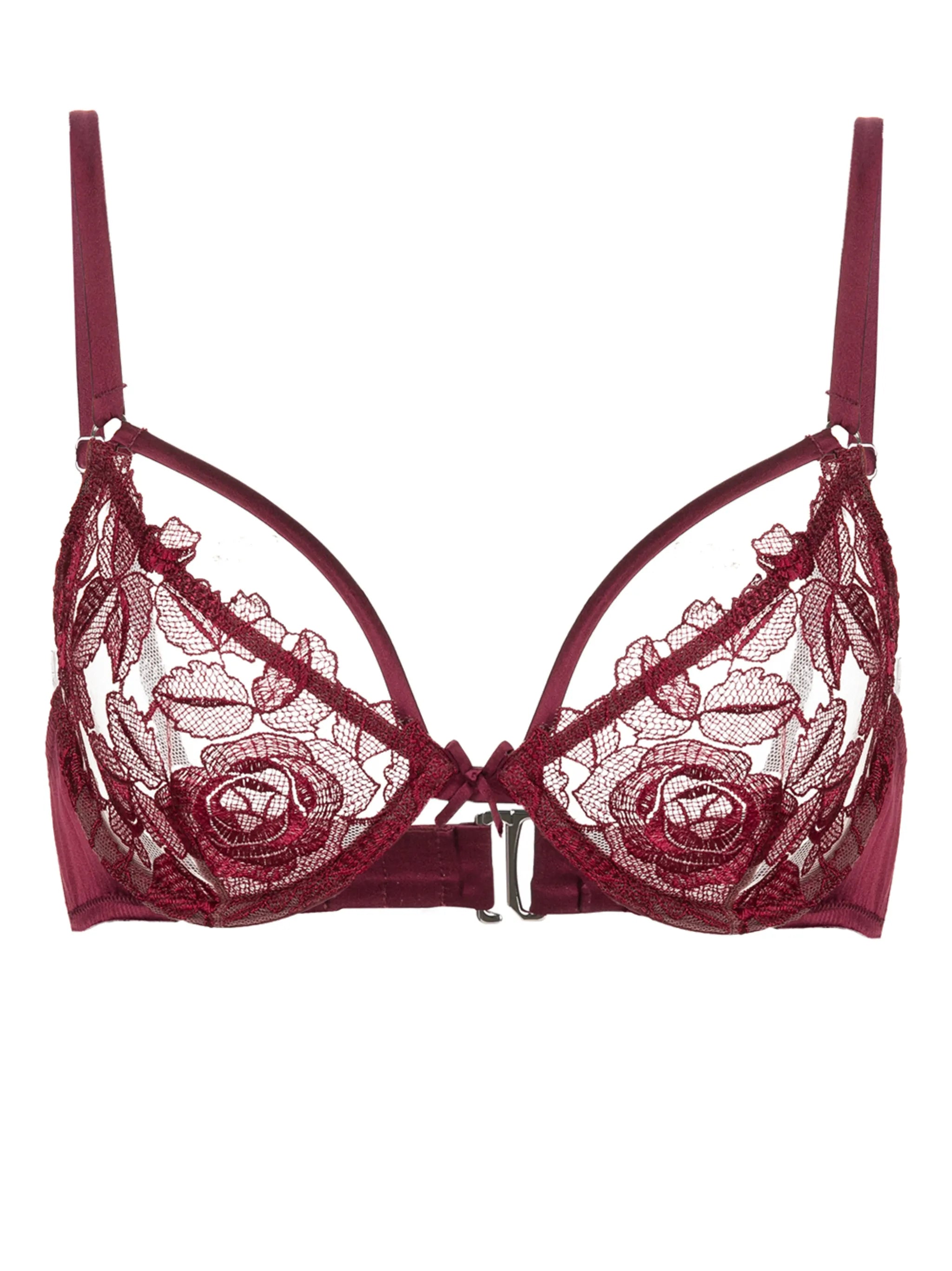 floral-embroidered lace bra