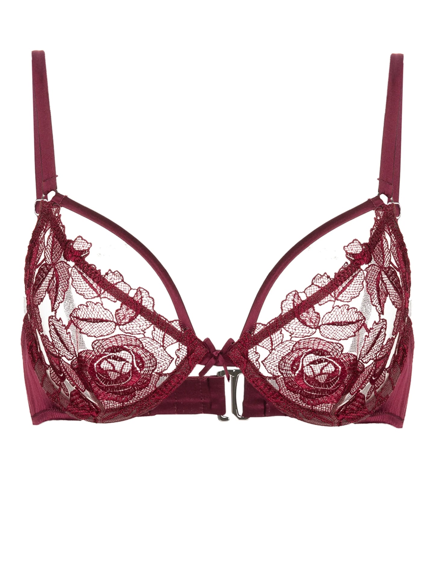 floral-embroidered lace bra