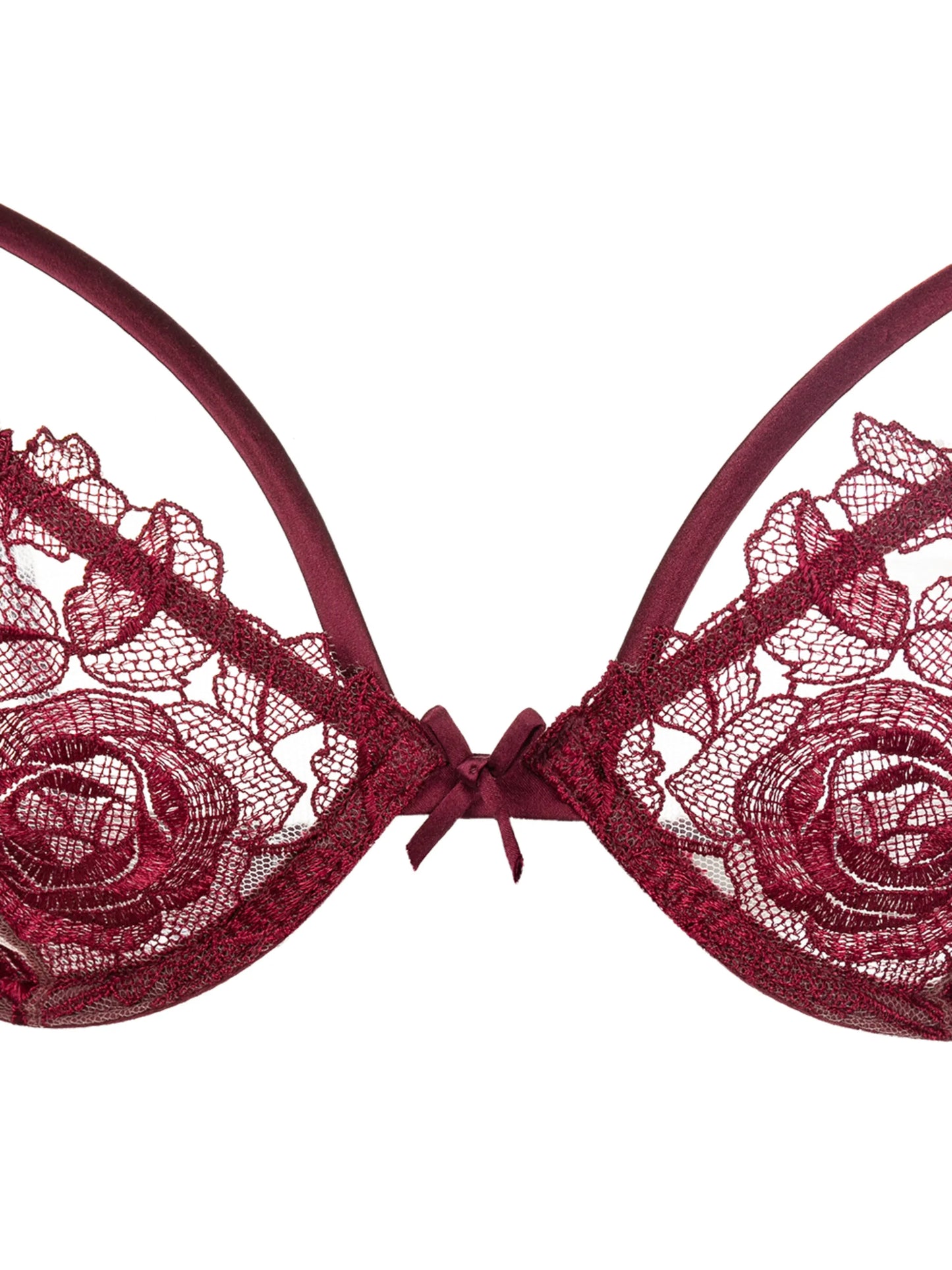 floral-embroidered lace bra