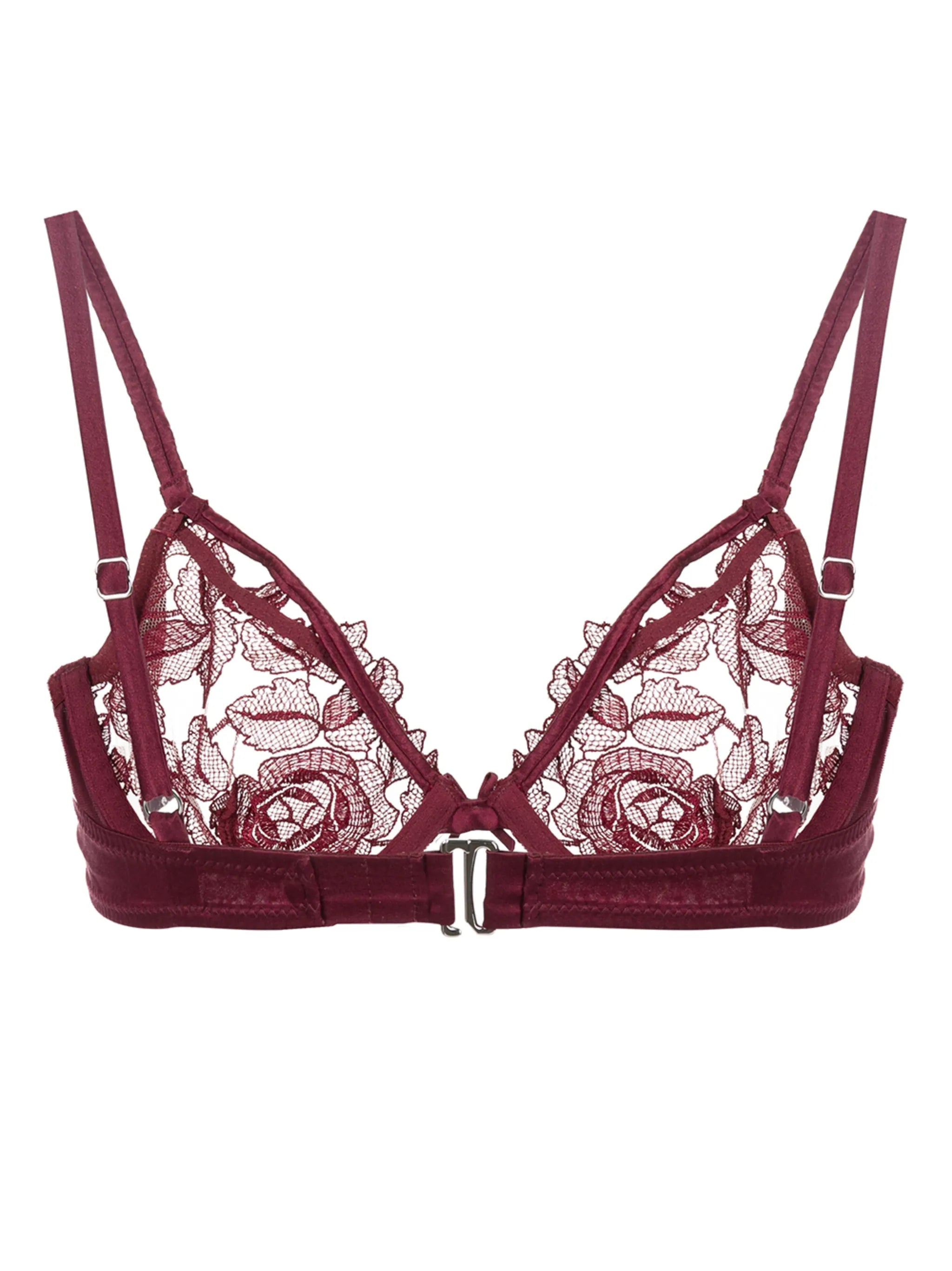 floral-embroidered lace bra