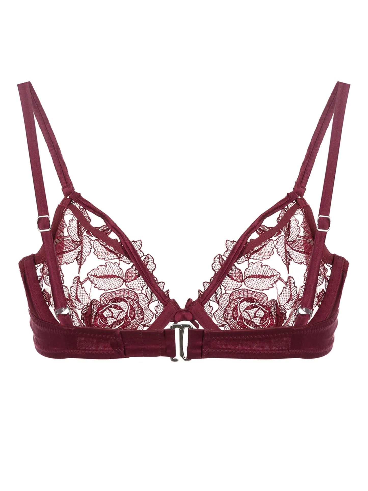 floral-embroidered lace bra