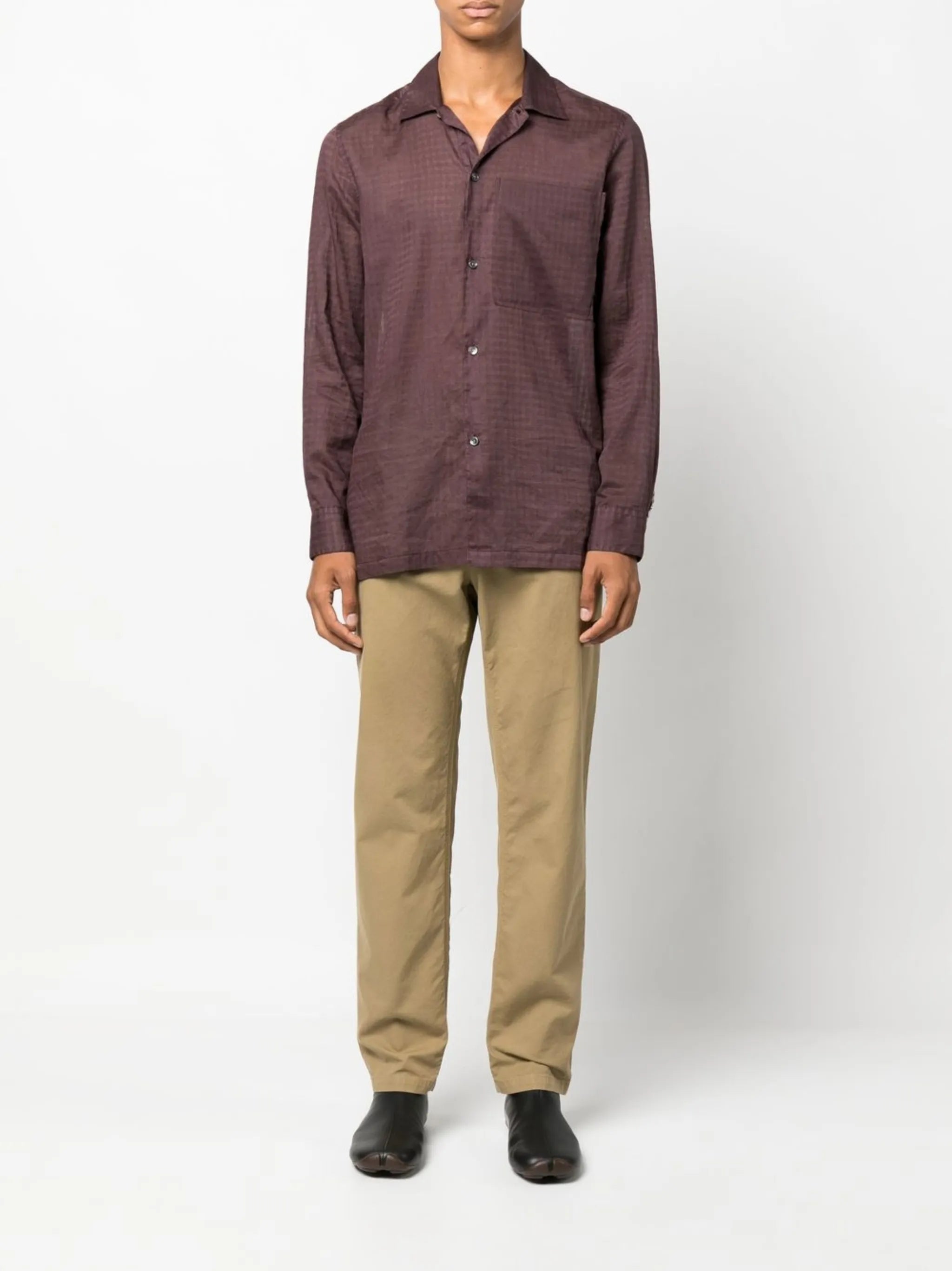 straight-leg cotton trousers