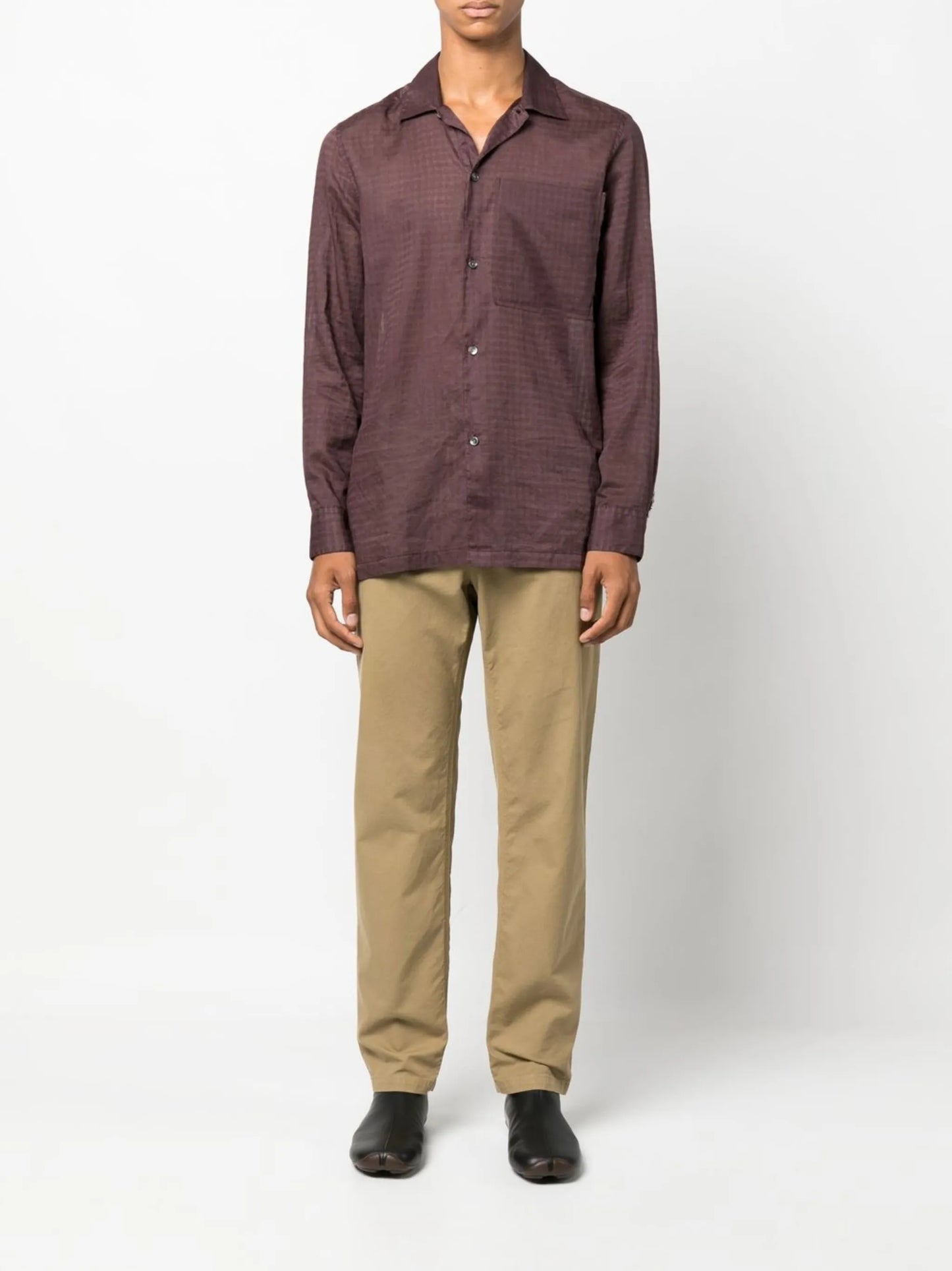 straight-leg cotton trousers