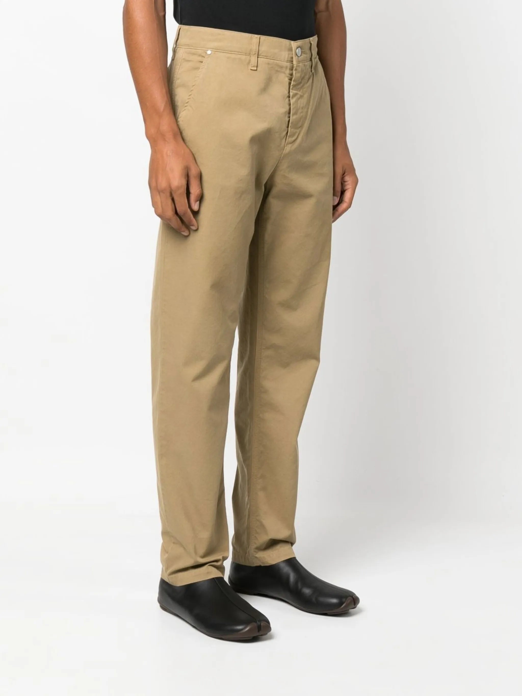 straight-leg cotton trousers