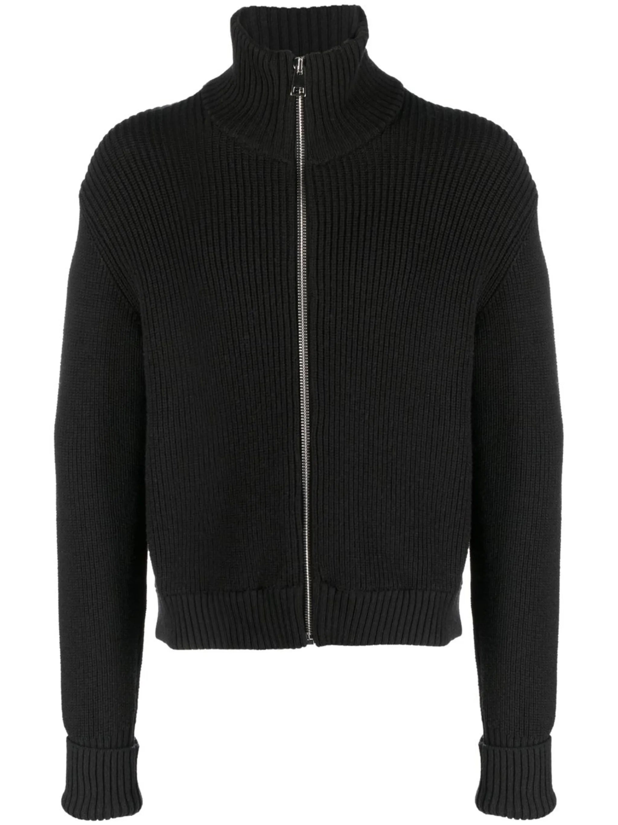 zip-up merino knitted cardigan
