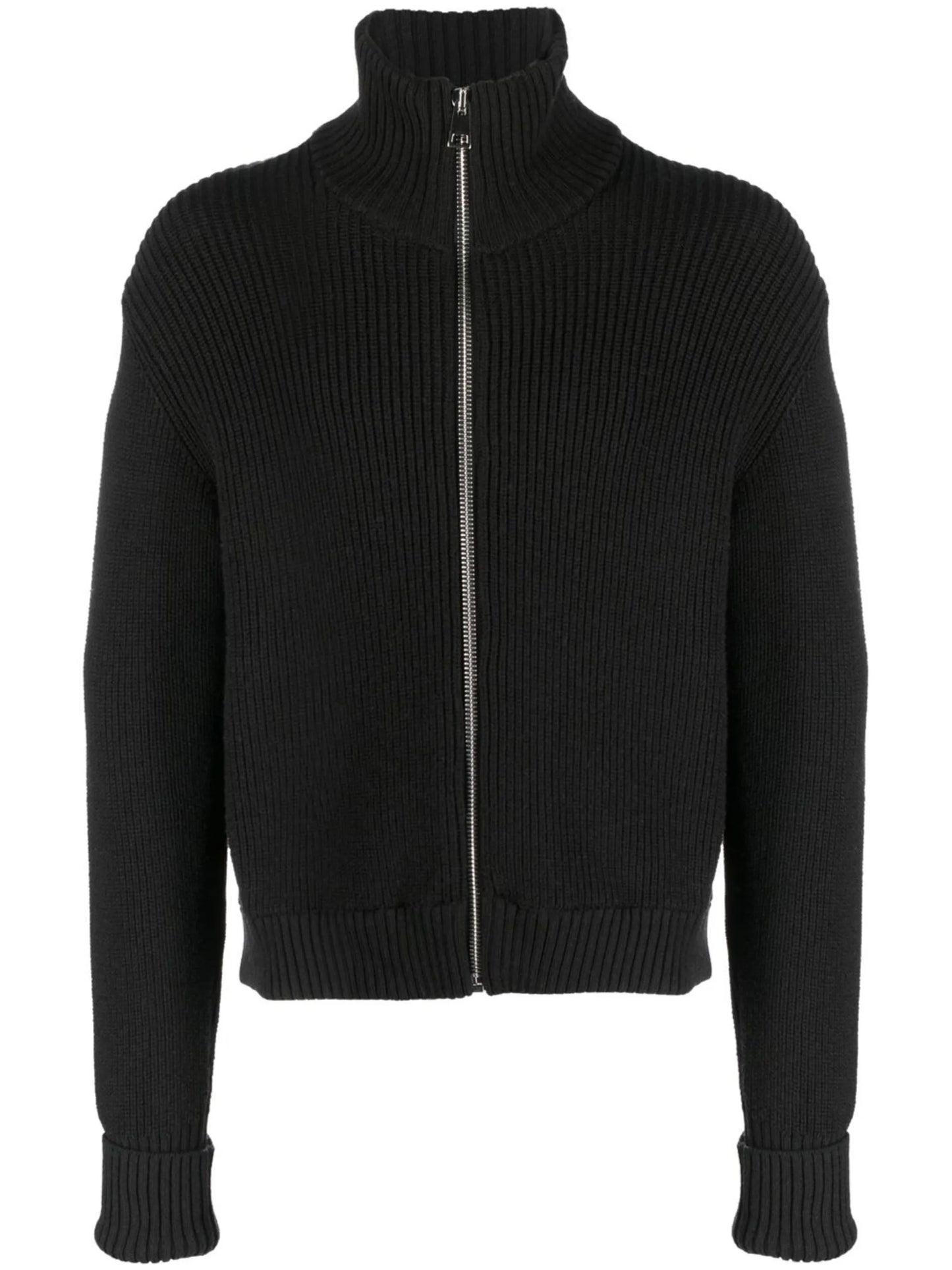 zip-up merino knitted cardigan