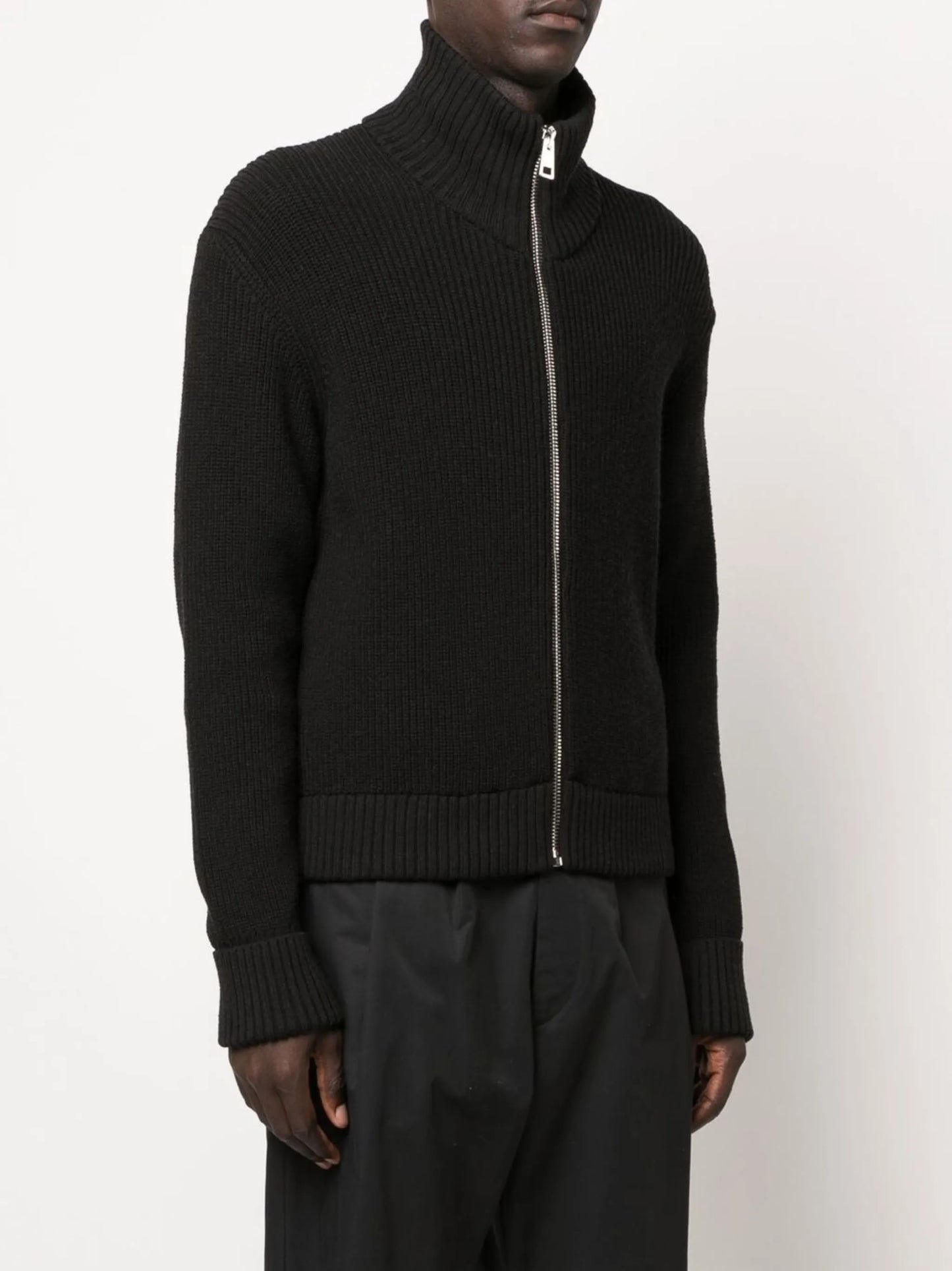 zip-up merino knitted cardigan