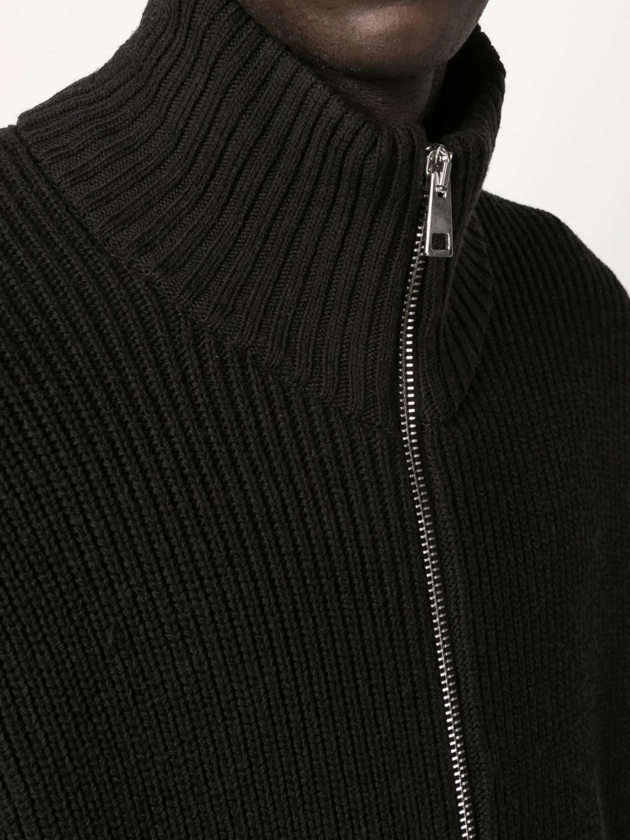 zip-up merino knitted cardigan