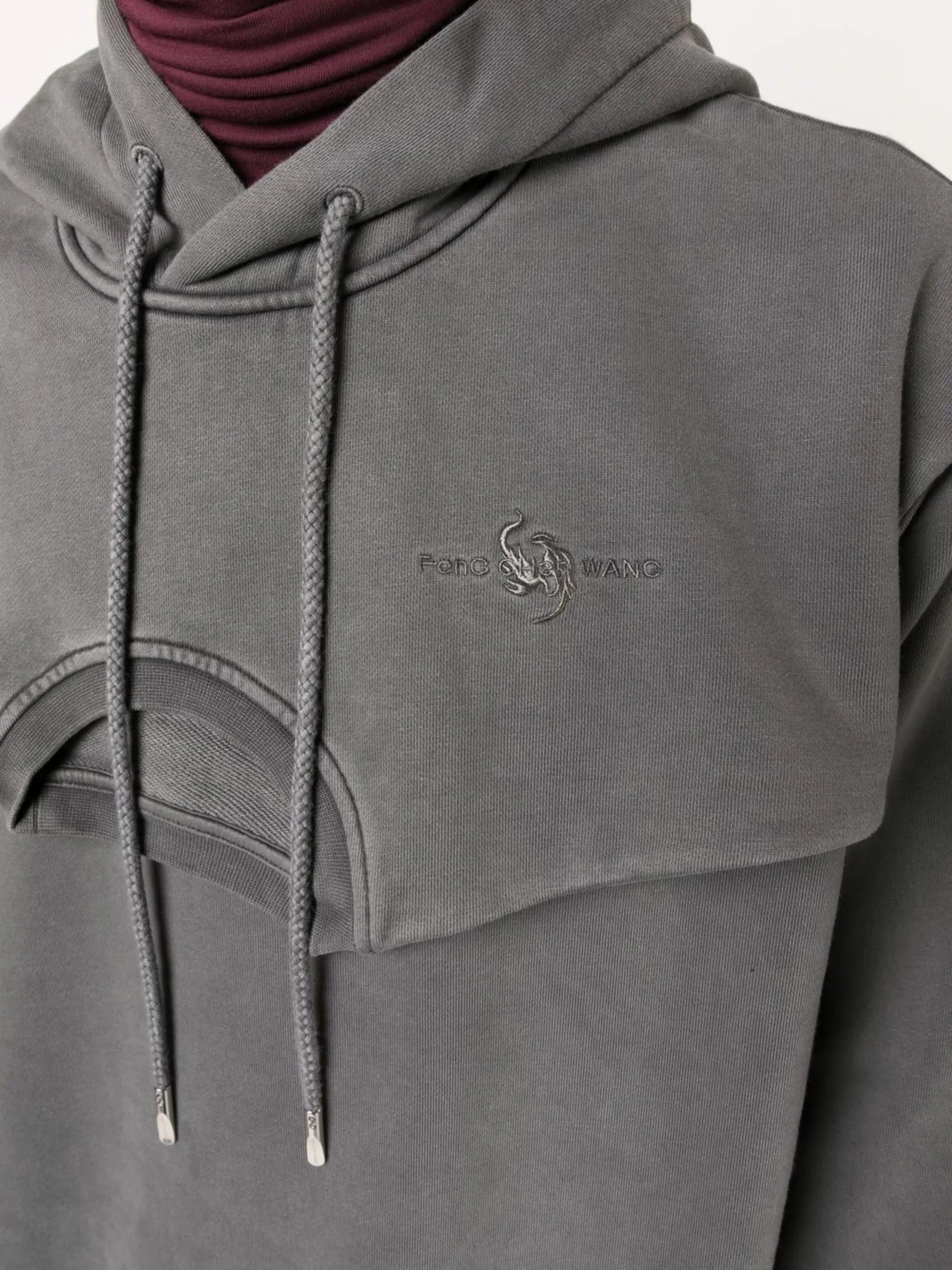 double-collar layered hoodie