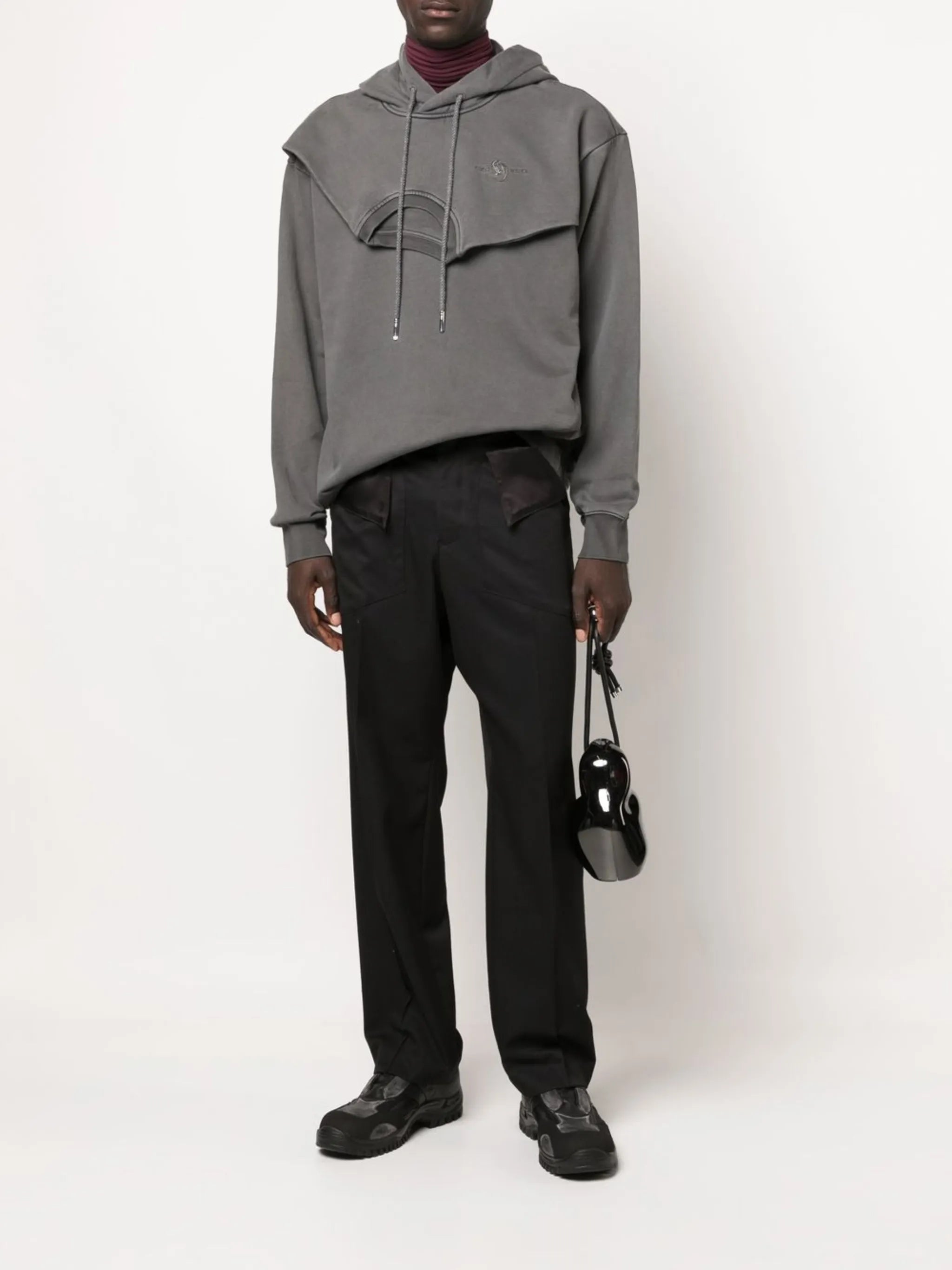 double-collar layered hoodie