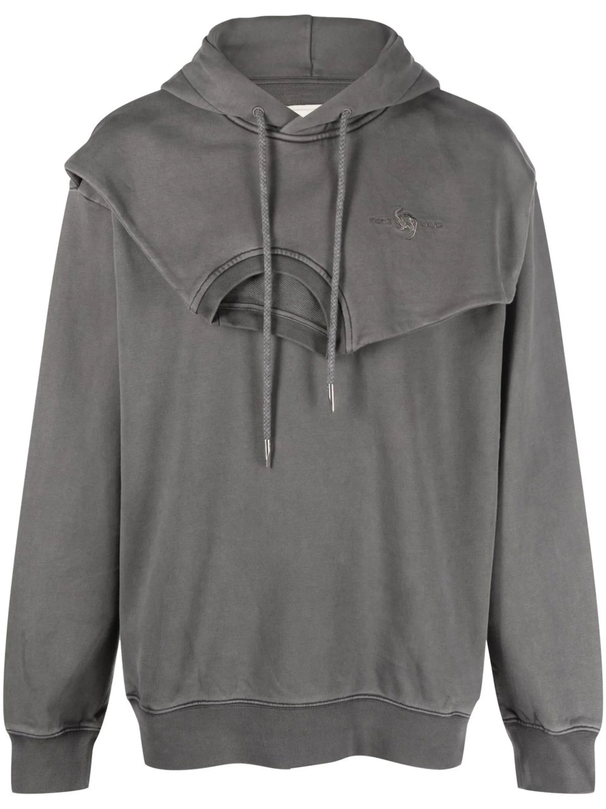double-collar layered hoodie