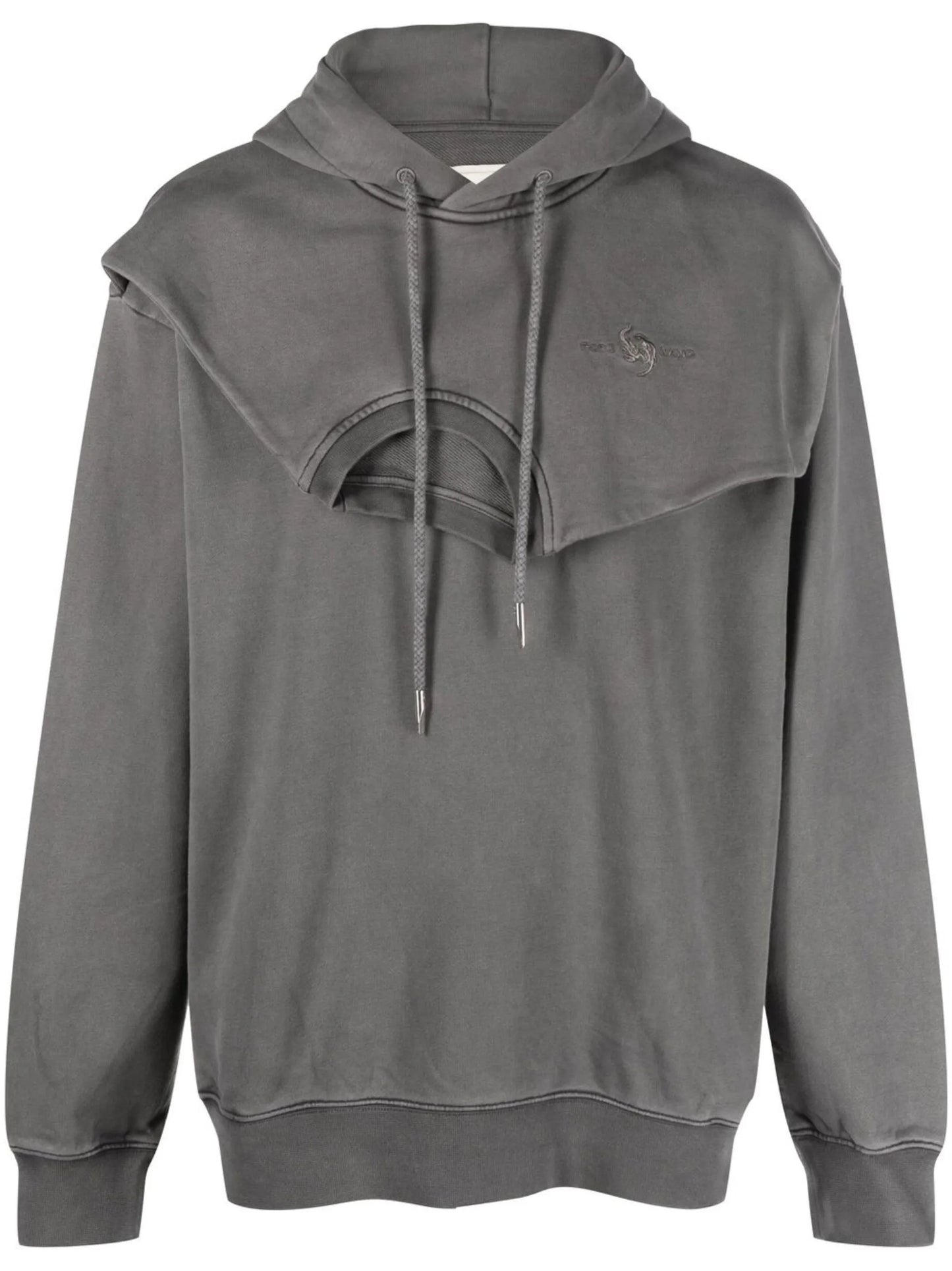 double-collar layered hoodie