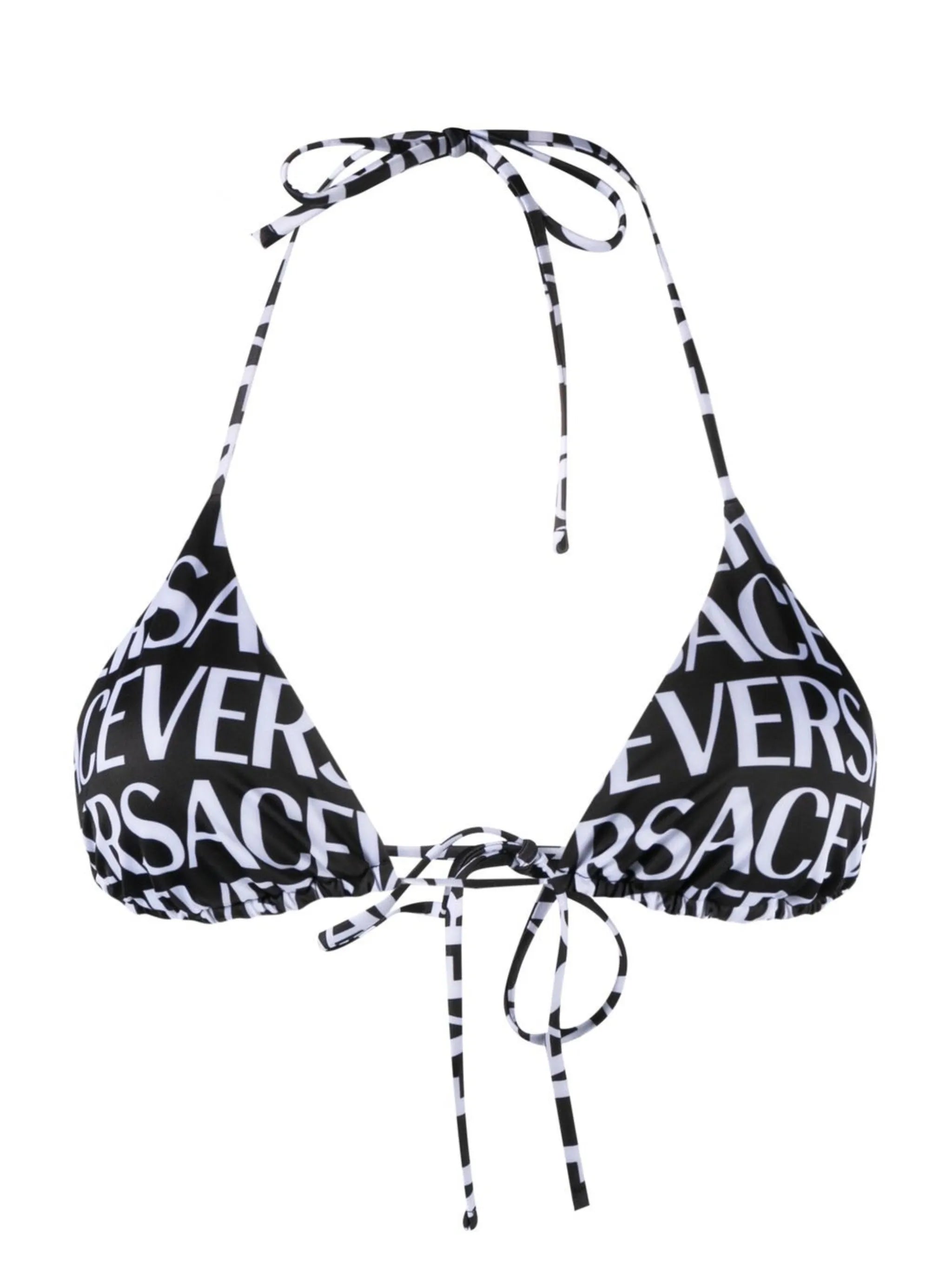logo-print triangle bikini top