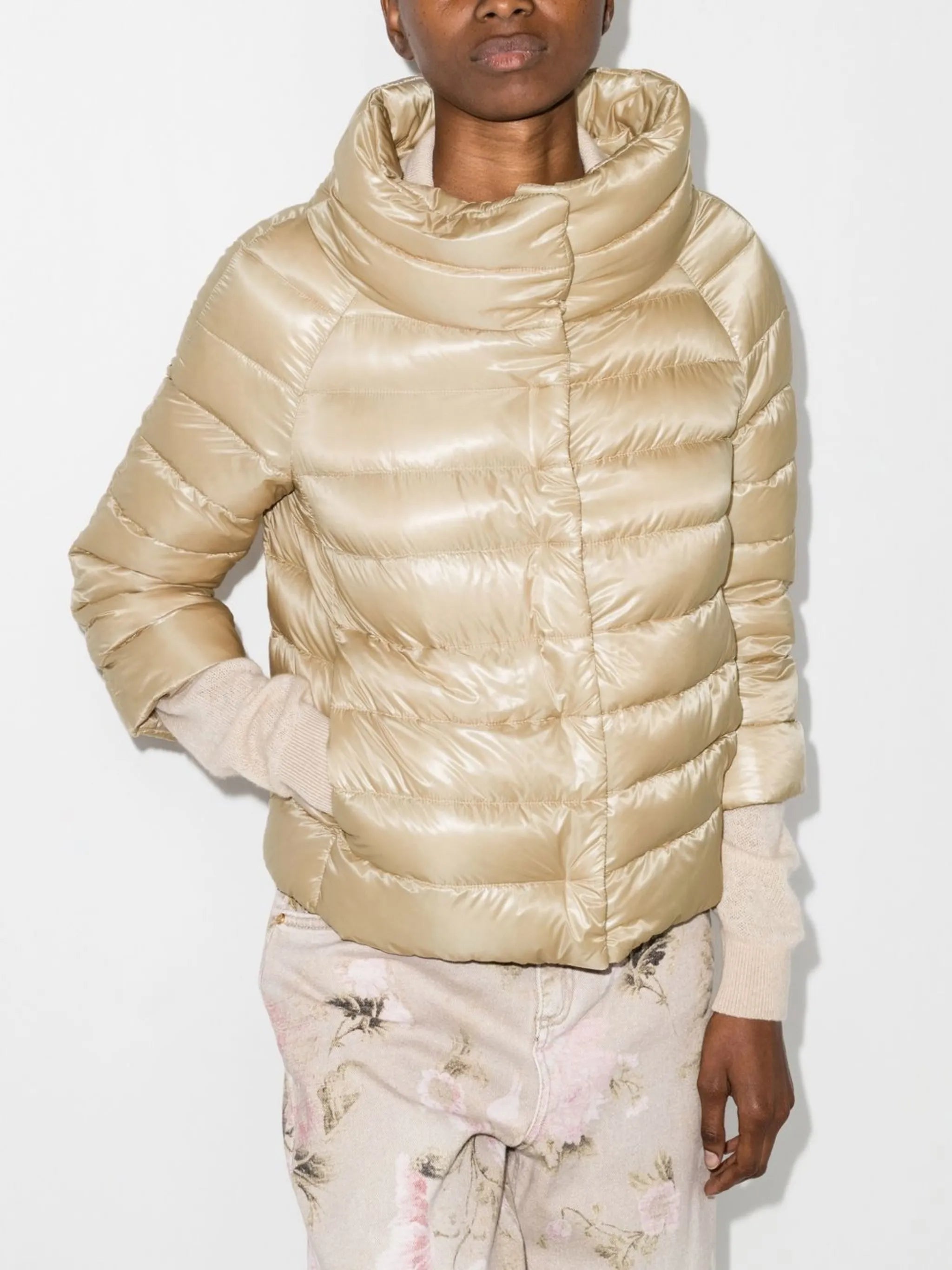 Ultralight quilted high-shine puffer jacket
