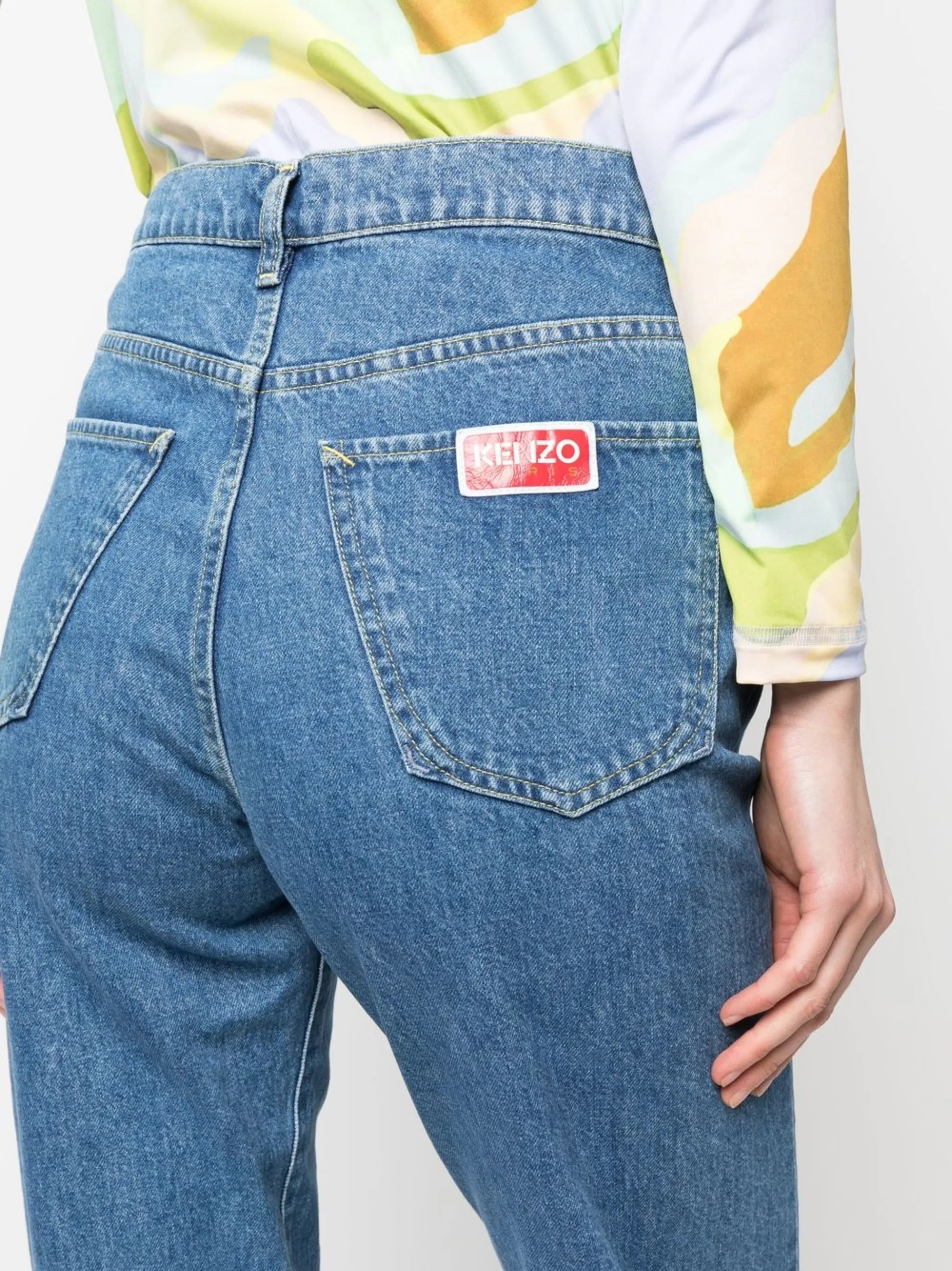high-rise straight-leg jeans
