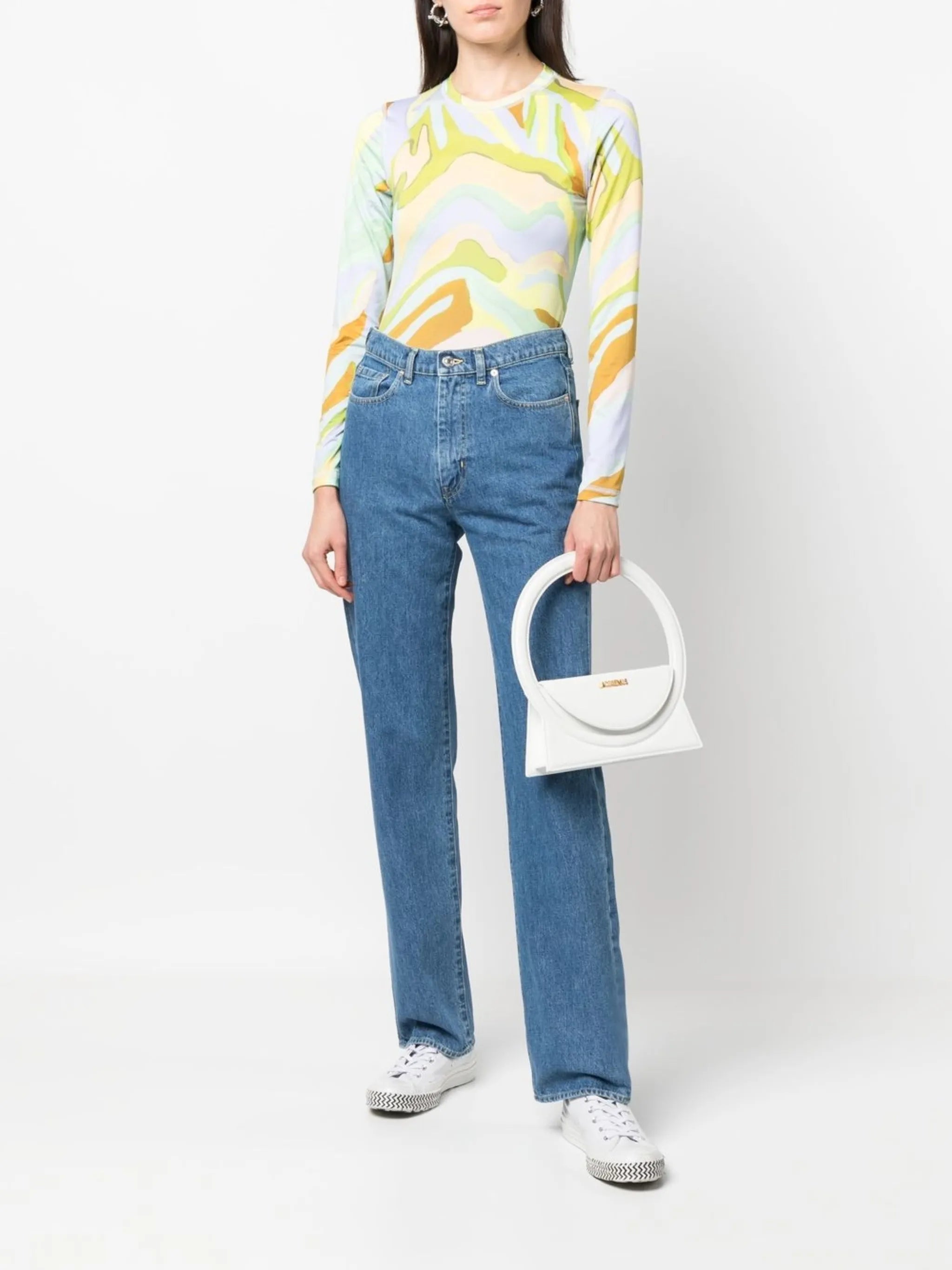 high-rise straight-leg jeans