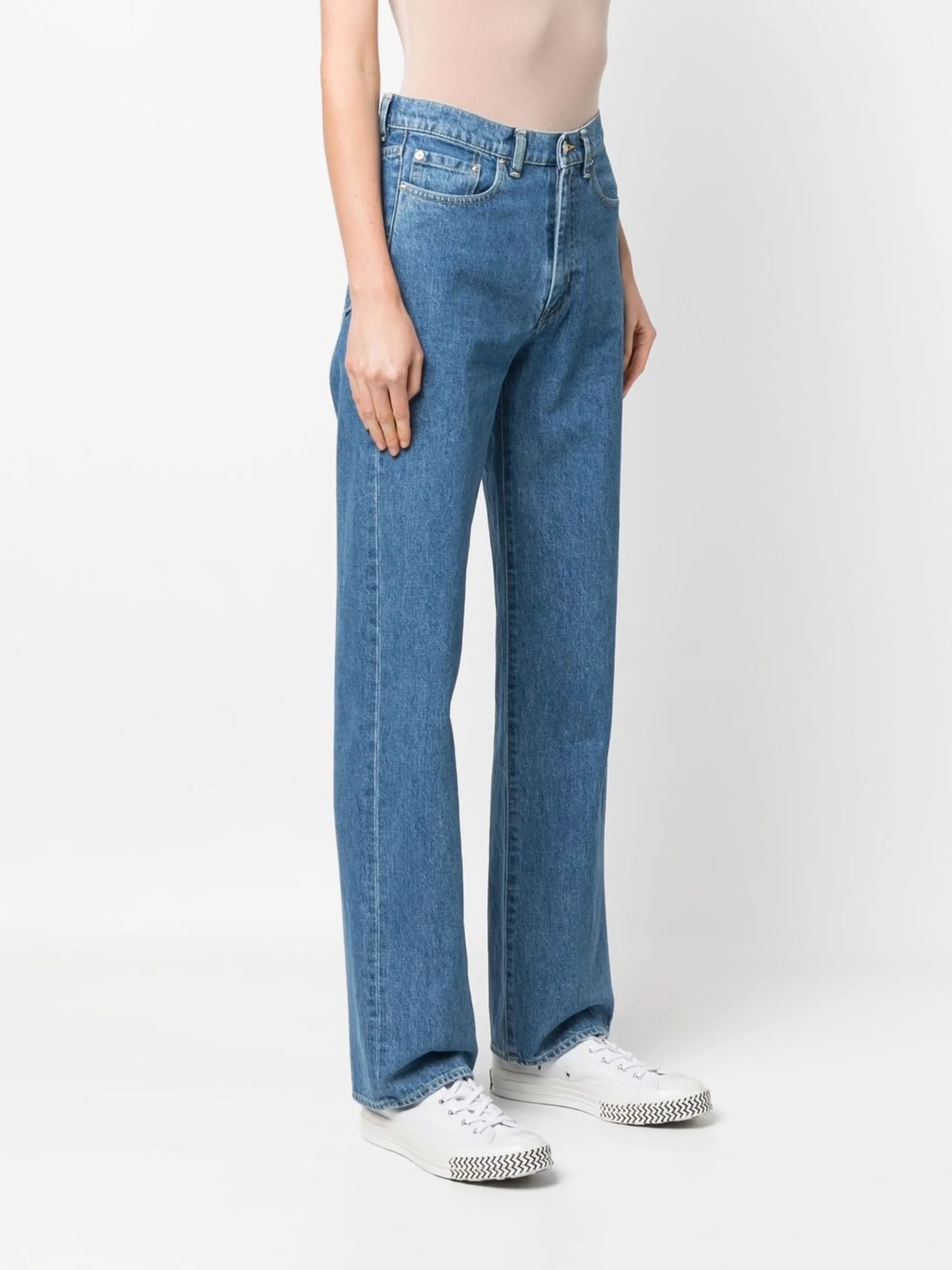 high-rise straight-leg jeans