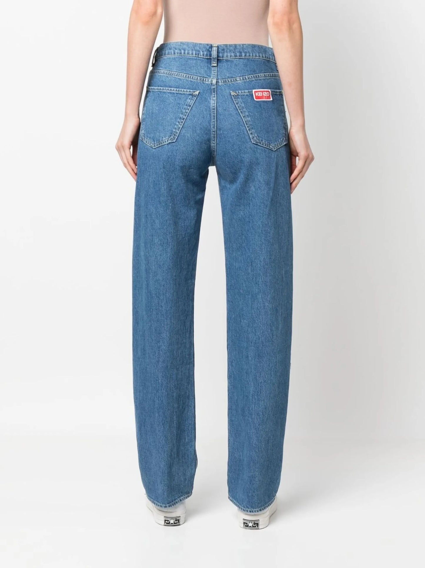 high-rise straight-leg jeans
