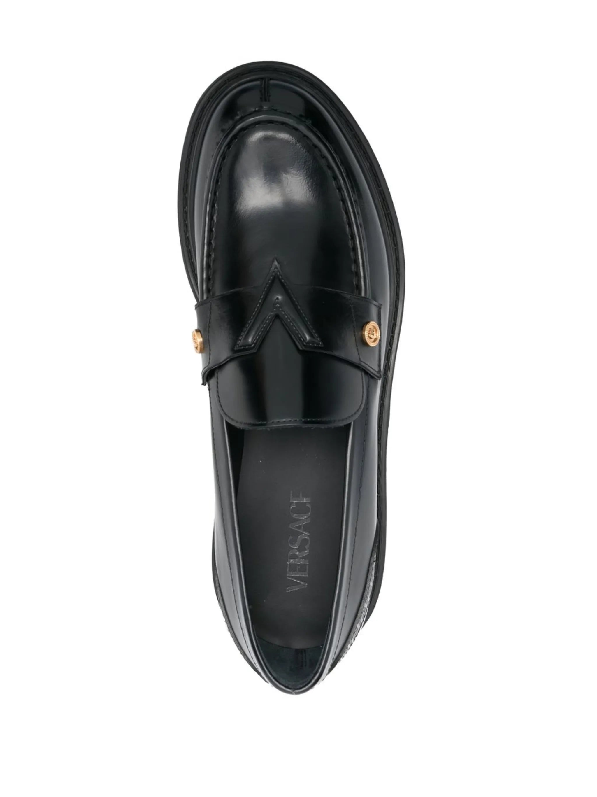 medusa-plaque leather loafers