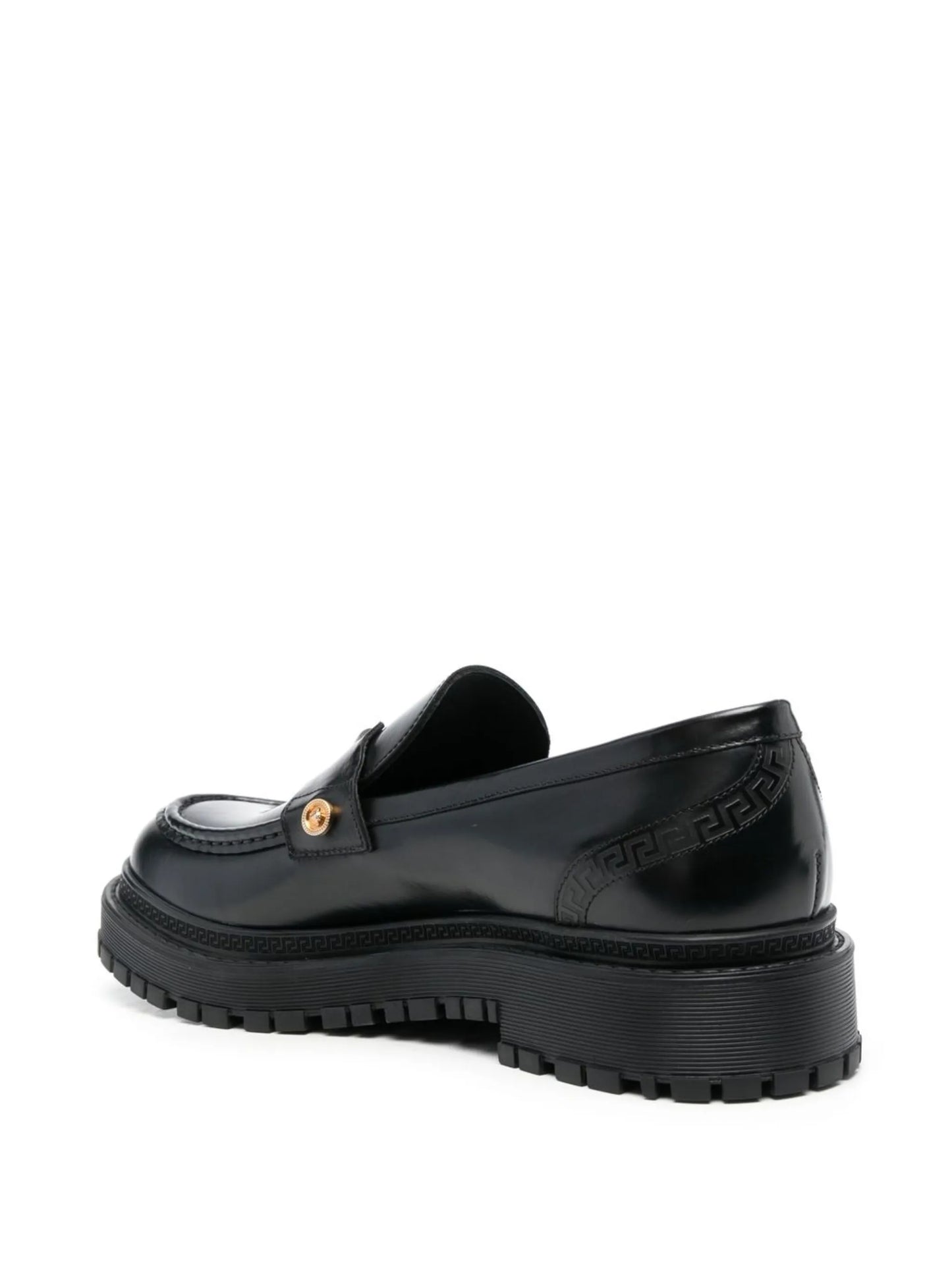 medusa-plaque leather loafers