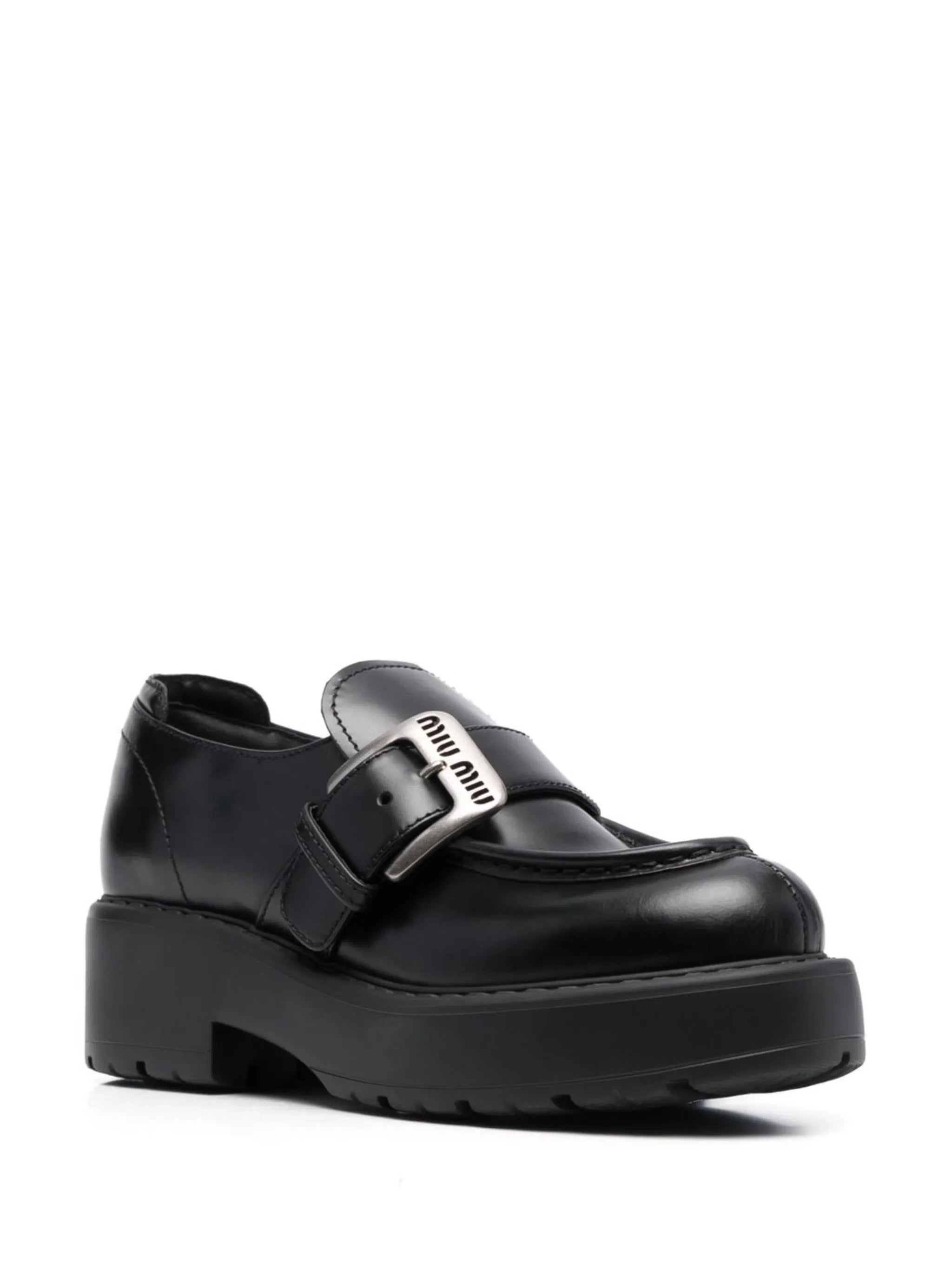 buckled leather loafers