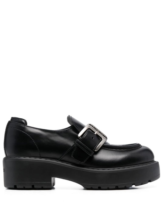 buckled leather loafers