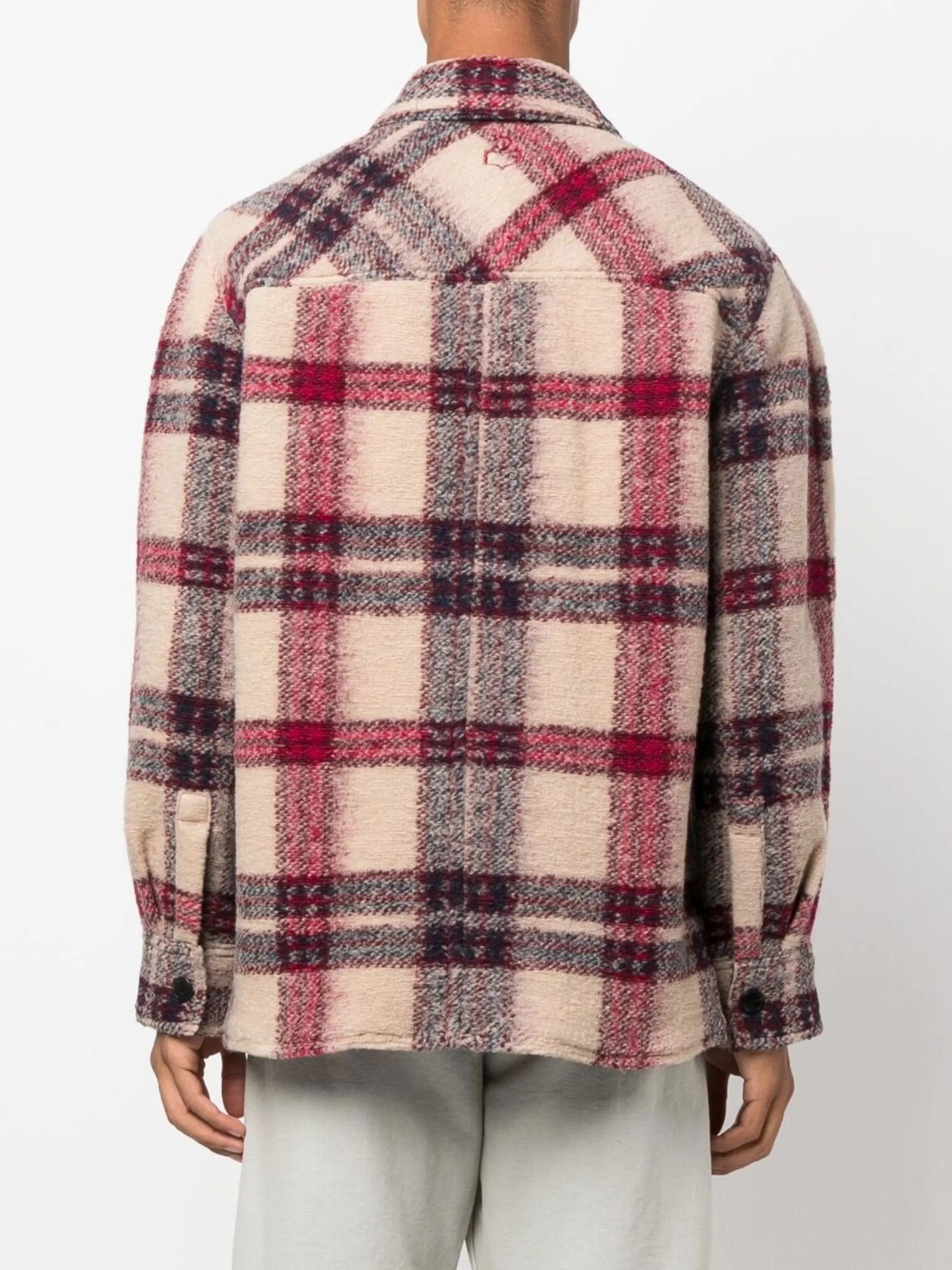 checked felted-finish shirt jacket