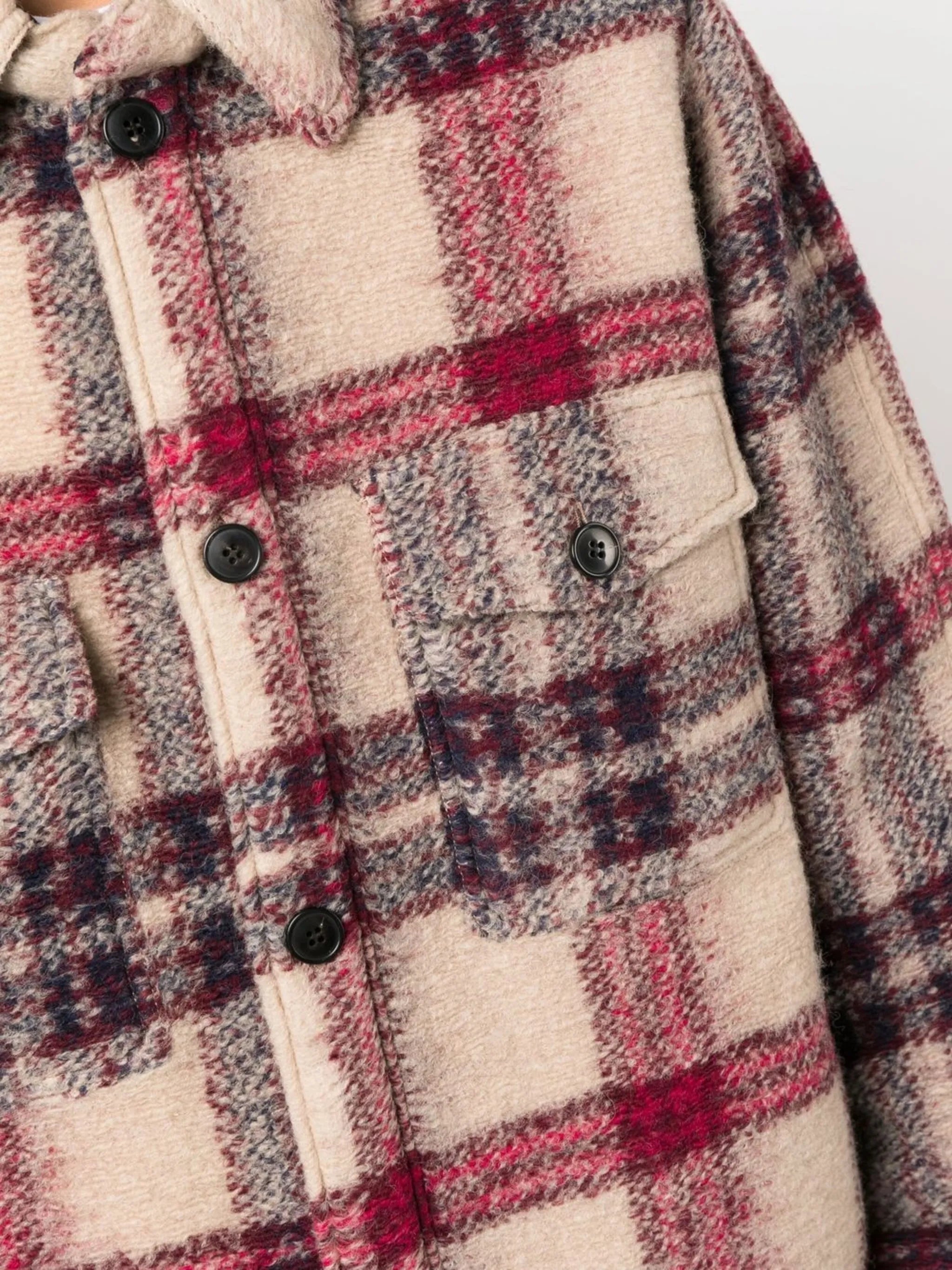 checked felted-finish shirt jacket