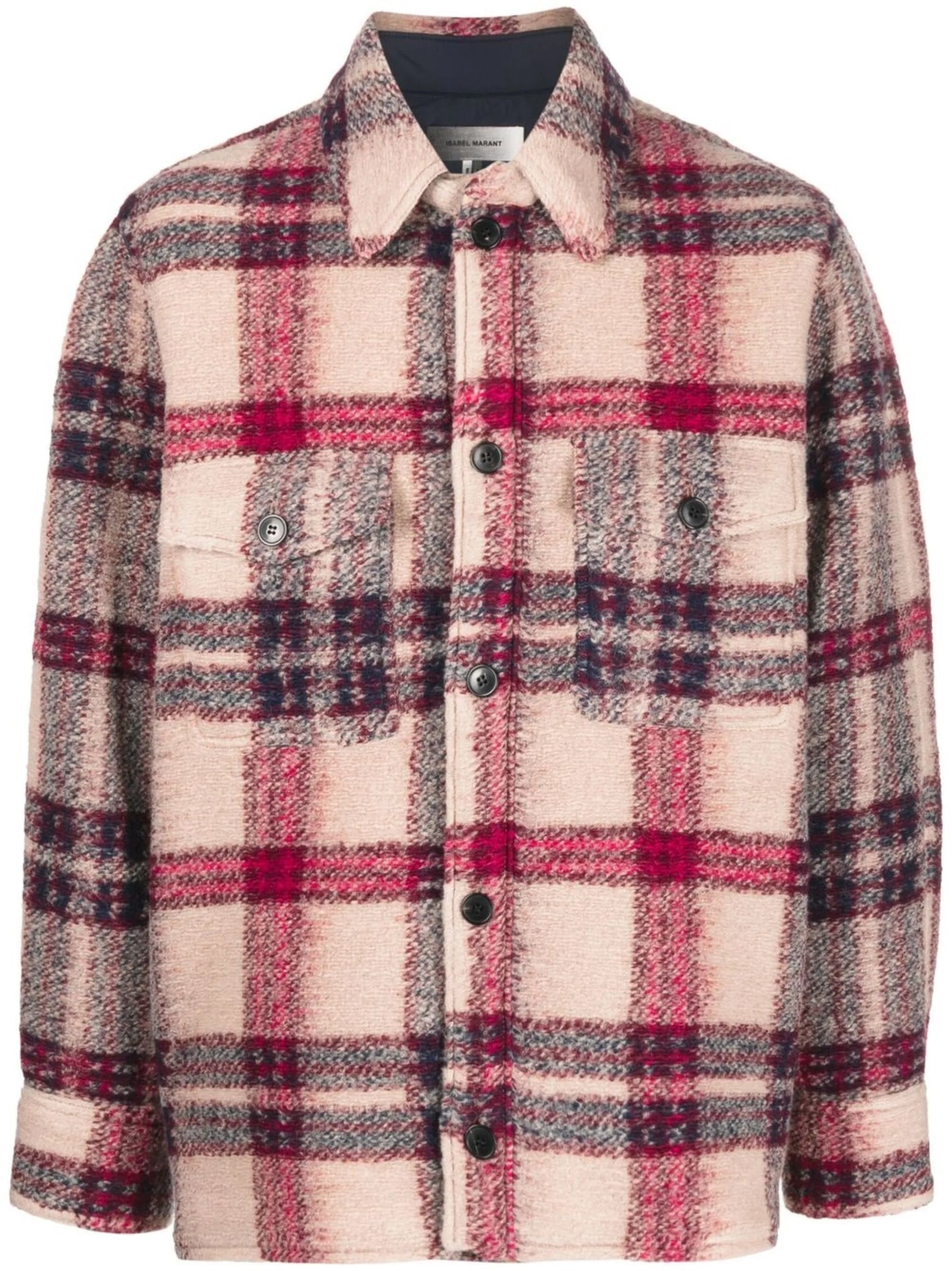 checked felted-finish shirt jacket