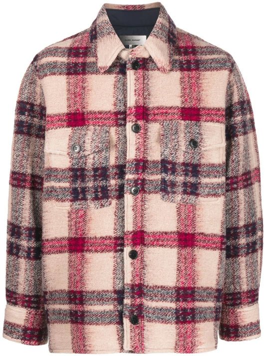 checked felted-finish shirt jacket
